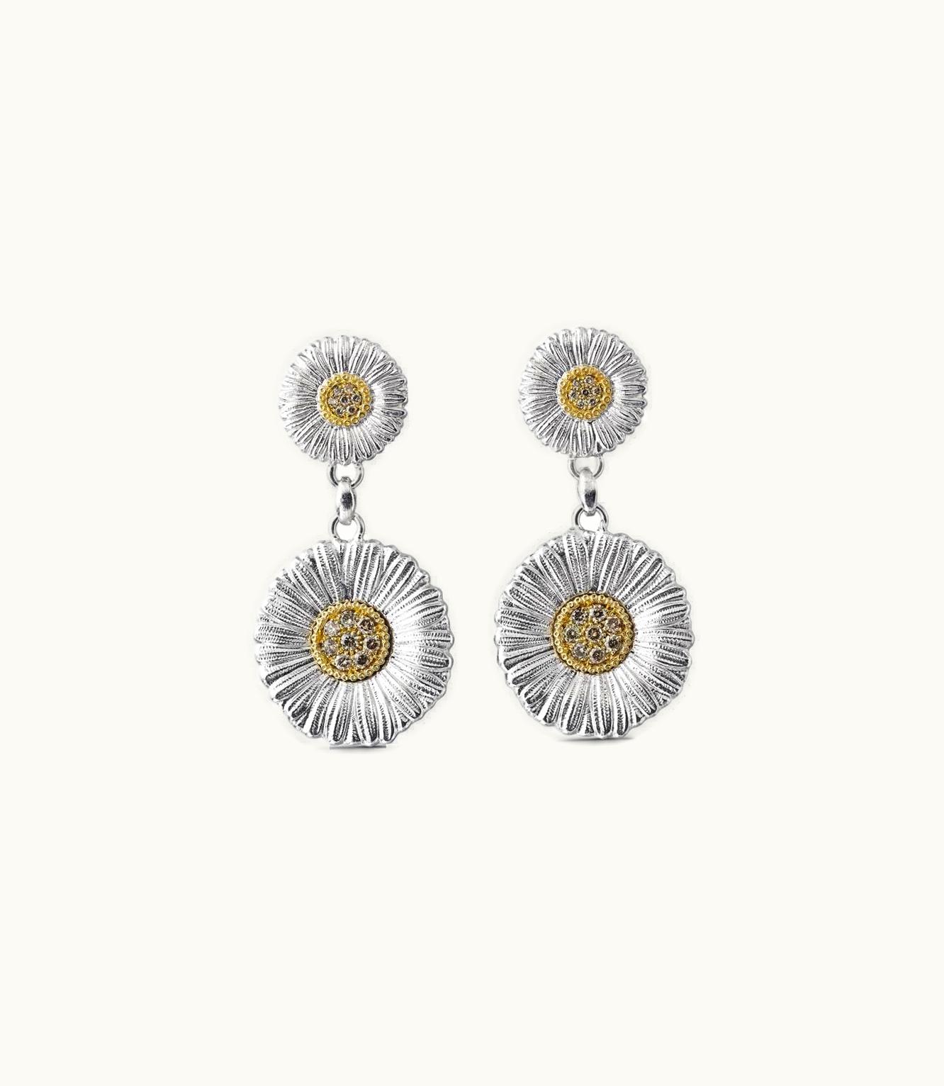 Buccellati Buccellati Blossoms Diamonds Earrings Earrings In Rhodium-Plated And Gold-Plated Sterling Silver Set With Fancy Diamonds JAGEAR012316