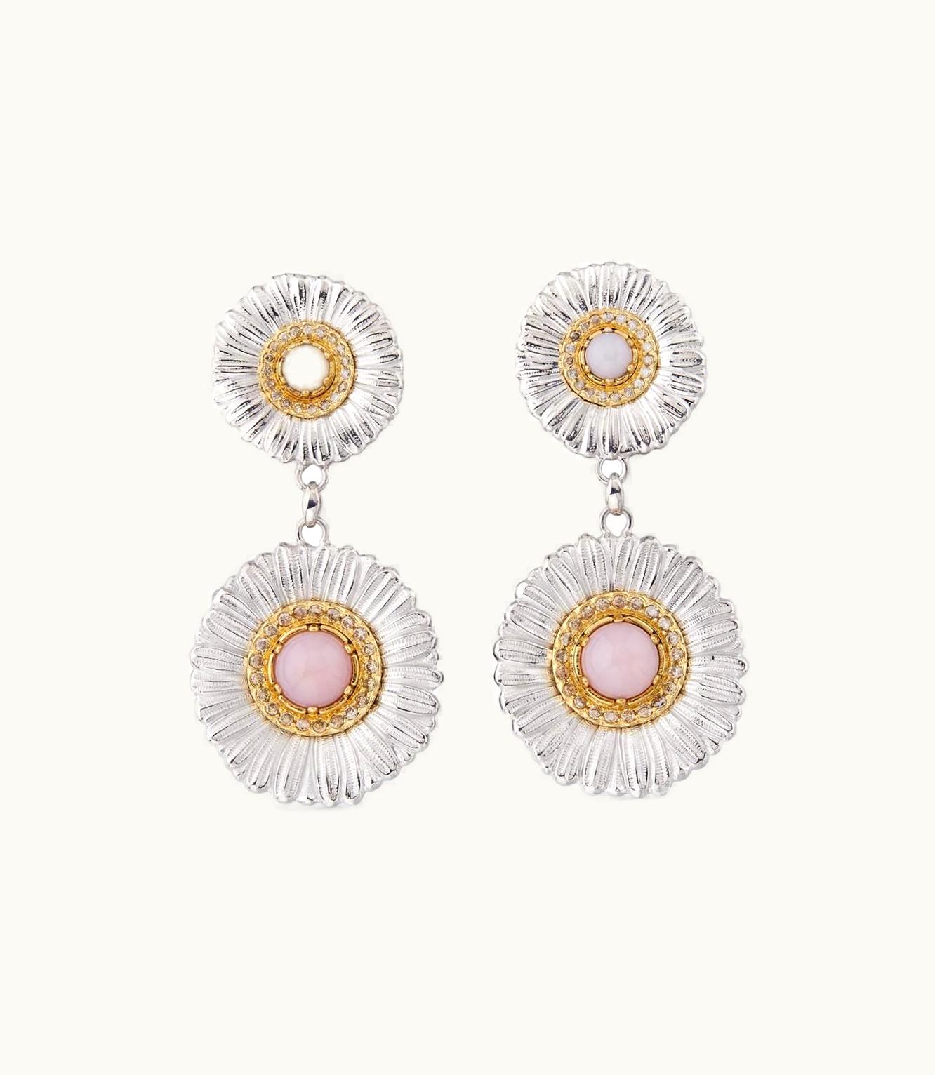 Buccellati Buccellati Blossoms Color Earrings Earrings In Palladium-Plated And Gold-Plated Sterling Silver Set With Opal JAGEAR021329