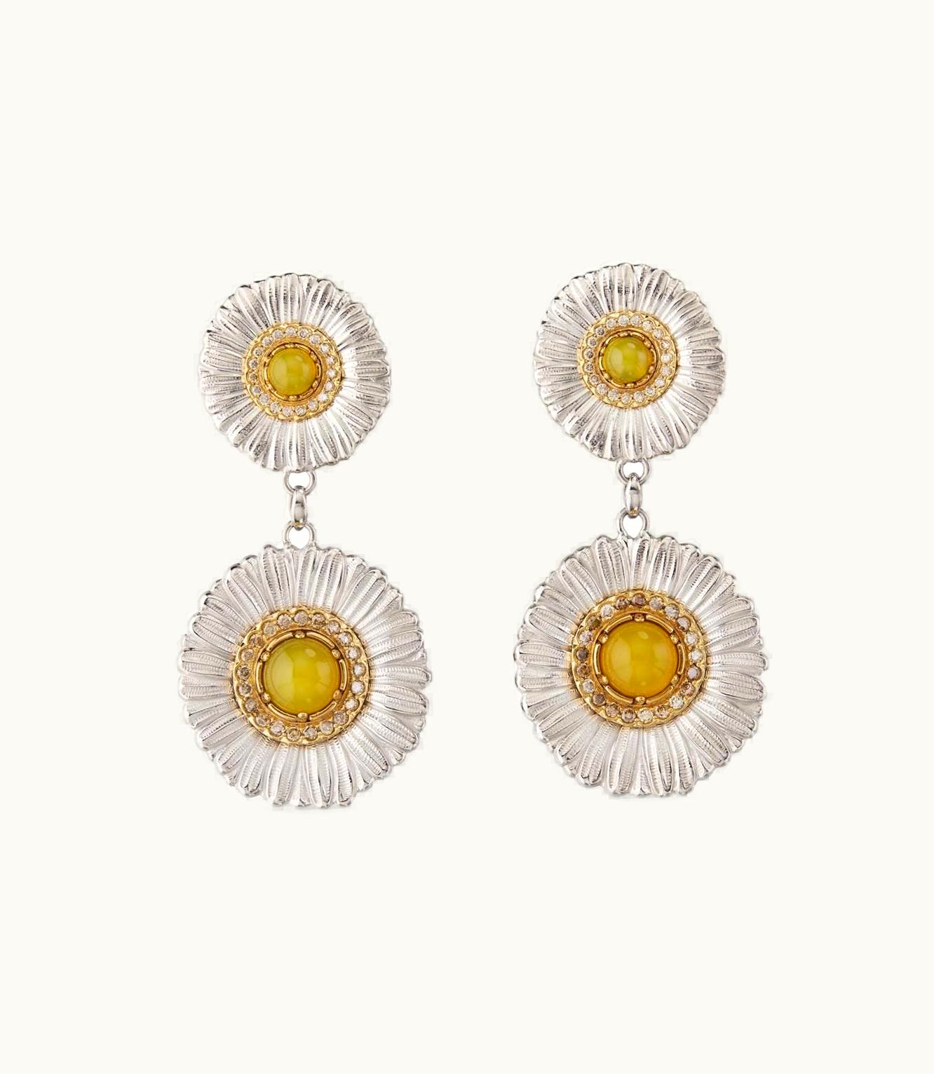 Buccellati Buccellati Blossoms Color Earrings Earrings In Palladium-Plated And Gold-Plated Sterling Silver Set With Yellow Agate JAGEAR021276