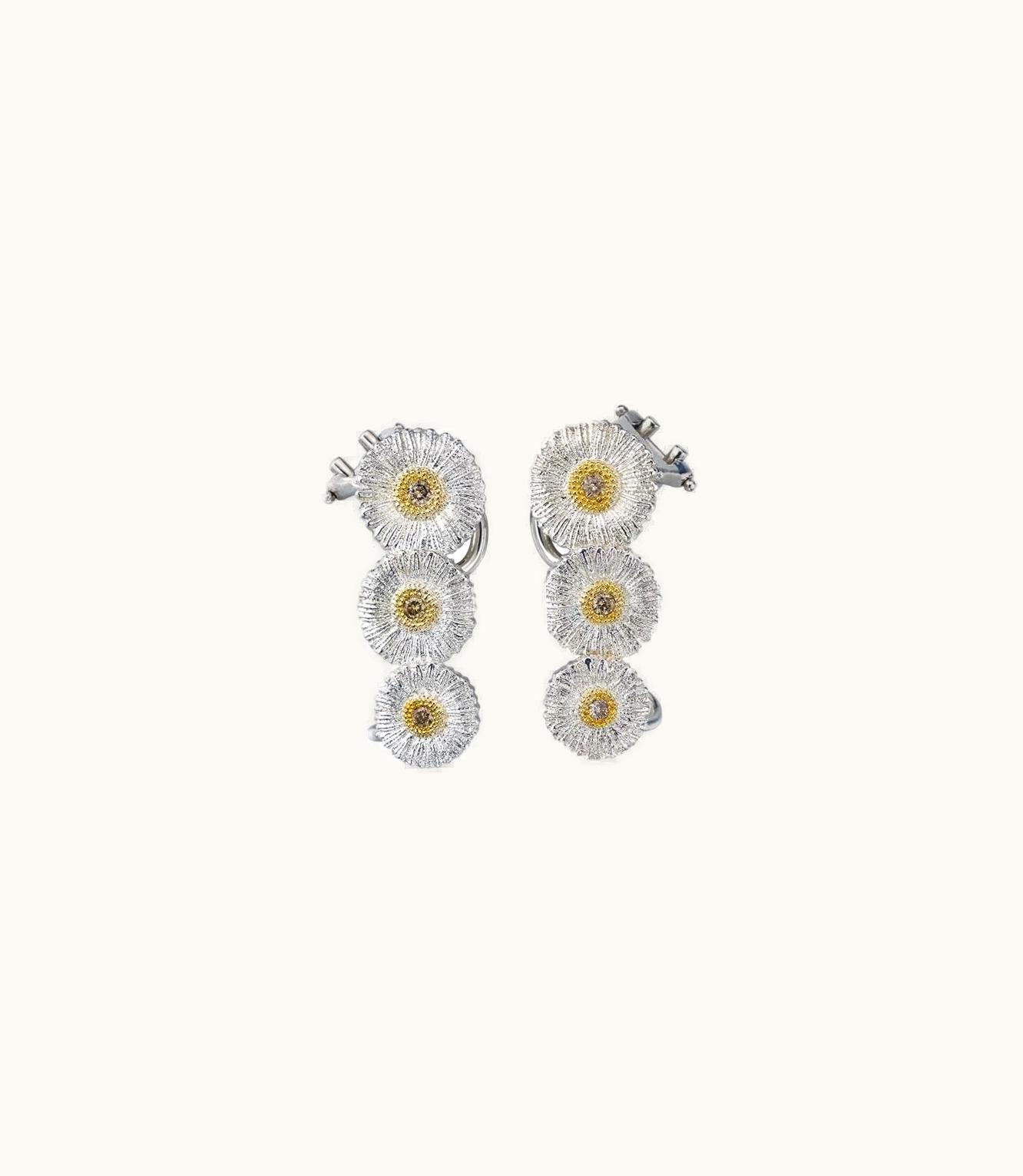 Buccellati Buccellati Blossoms Diamonds Earrings Earrings In Rhodium-Plated And Gold-Plated Sterling Silver Set With Fancy Diamonds JAGEAR013865