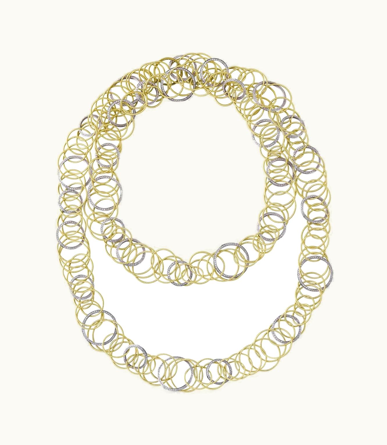 Buccellati Buccellati Hawaii Diamonds Necklace Necklace In Yellow And White Gold Set With Diamonds JAUNEC014240