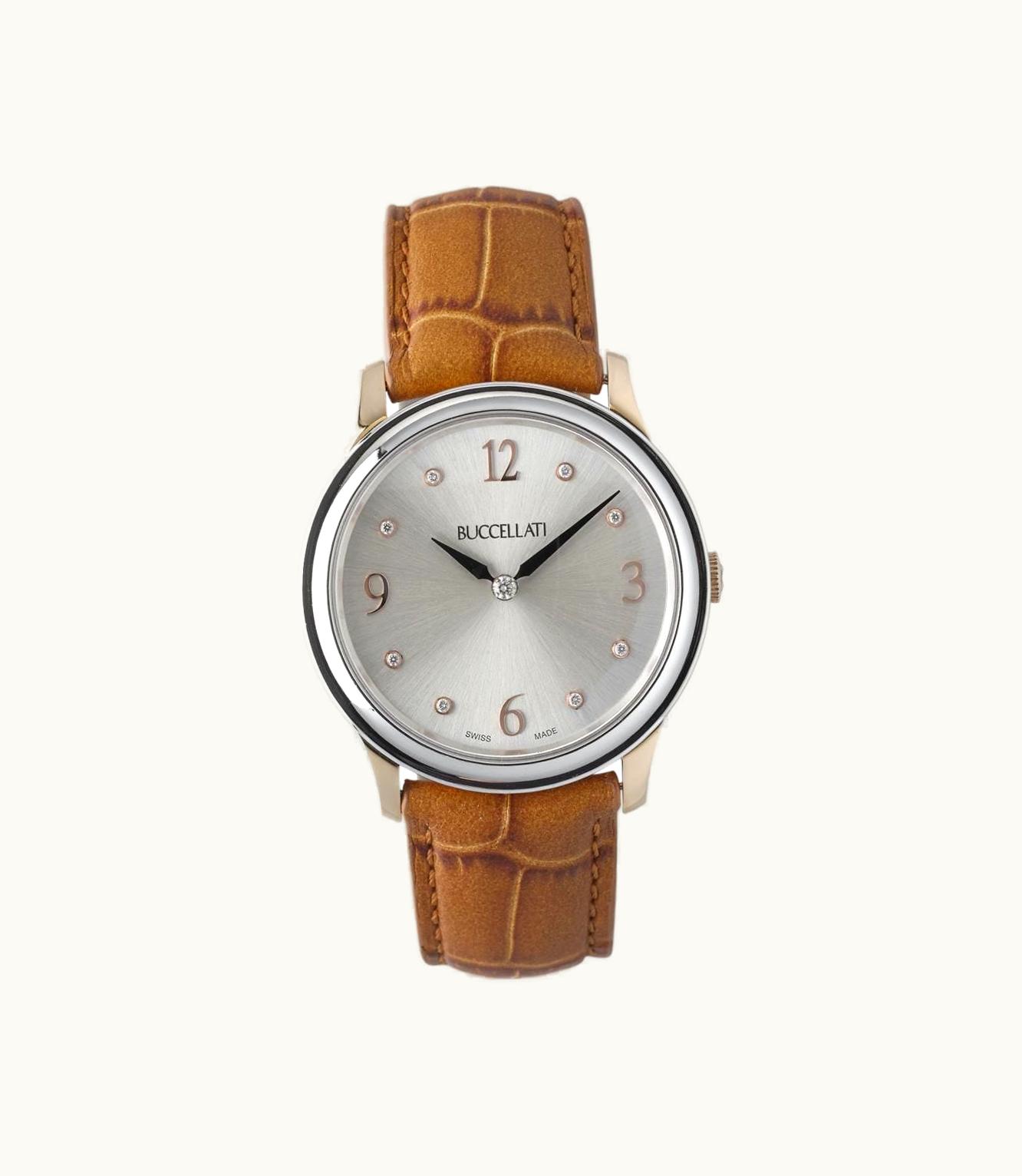 Buccellati Buccellati Ornatino Watch Ladies Gold-Leather Watch In Pink And White Gold