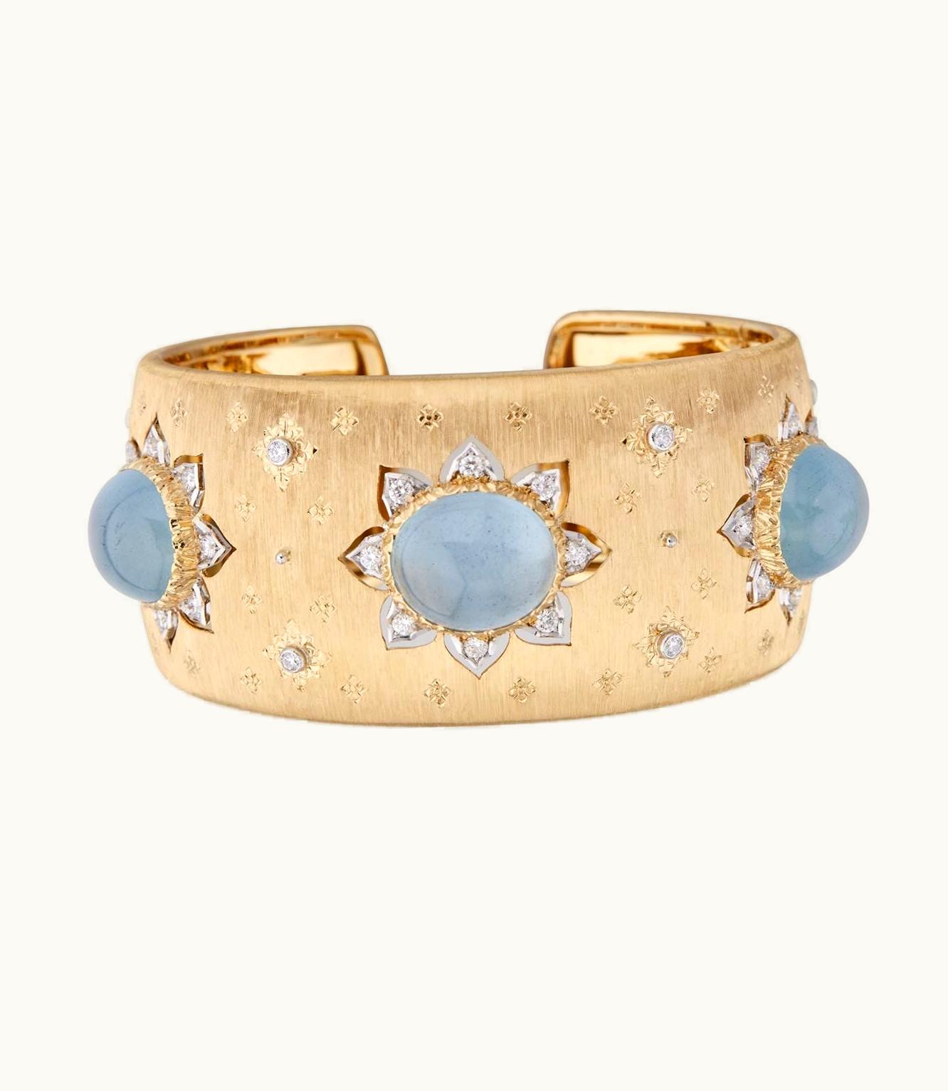 Buccellati Buccellati Macri Color Bracelet Bracelet In Yellow And White Gold Set With Aquamarine