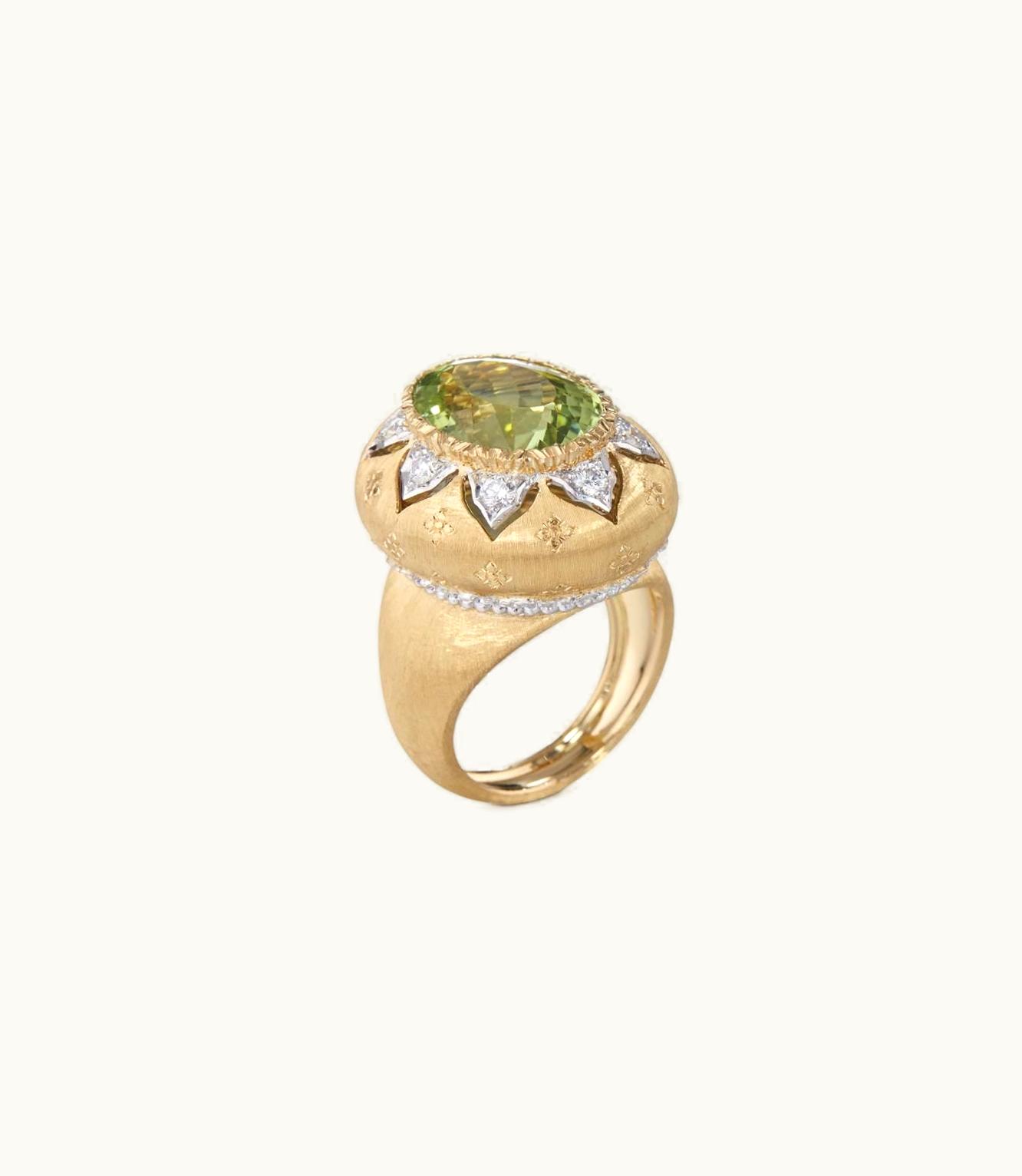 Buccellati Buccellati Macri Color Ring Ring In Yellow And White Gold Set With Faceted Tourmalines And Round Brilliant-Cut Diamonds