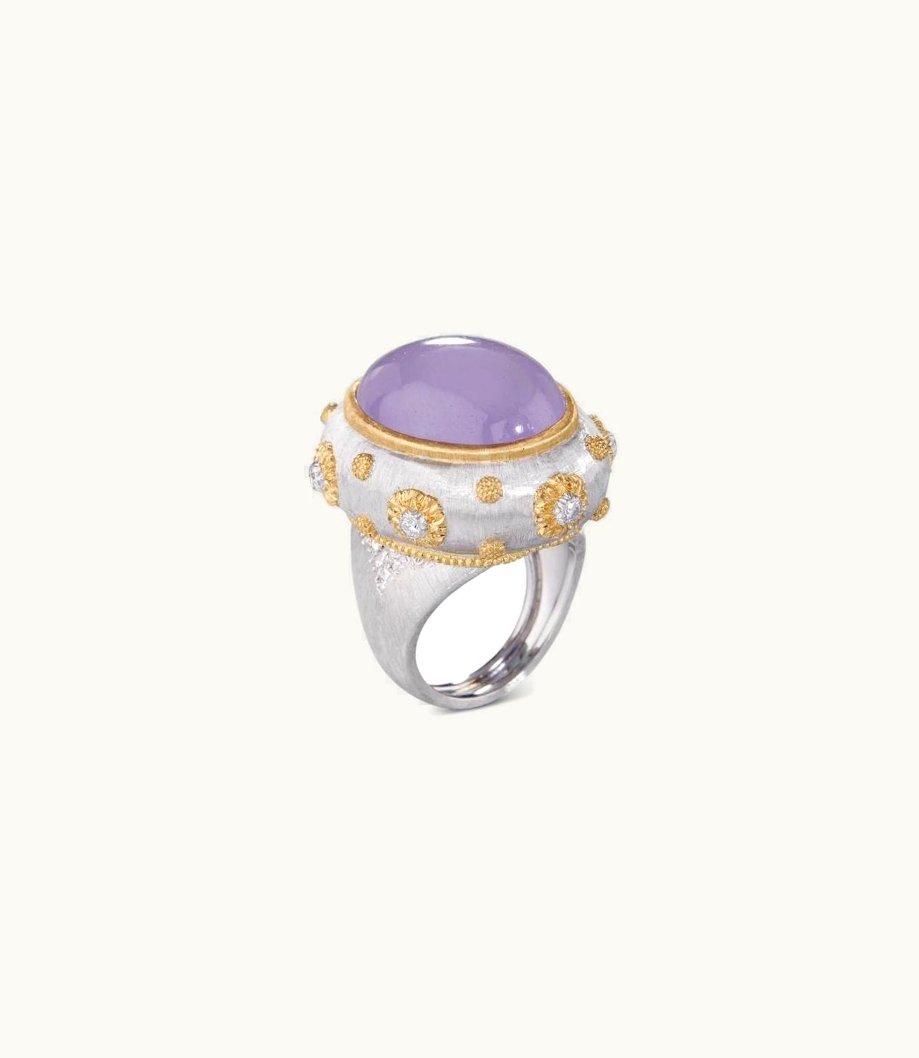 Buccellati Buccellati Macri Color Ring Ring In White And Yellow Gold Set With Jade