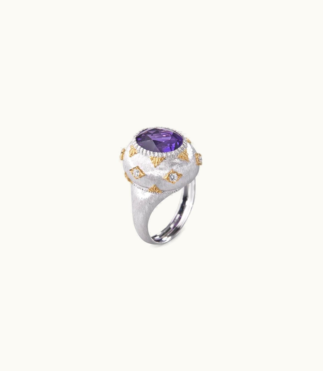 Buccellati Buccellati Macri Color Ring Ring In White And Yellow Gold Set With Ametyst JAURIN021680
