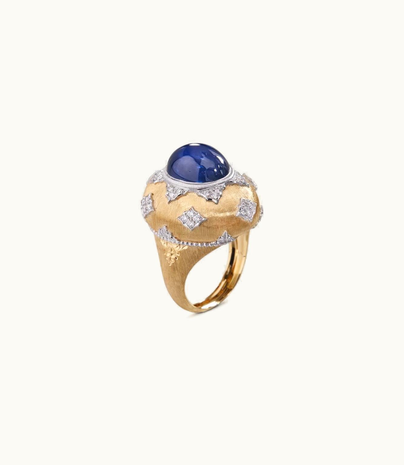 Buccellati Buccellati Macri Color Ring Ring In Yellow And White Gold Set With Sapphires