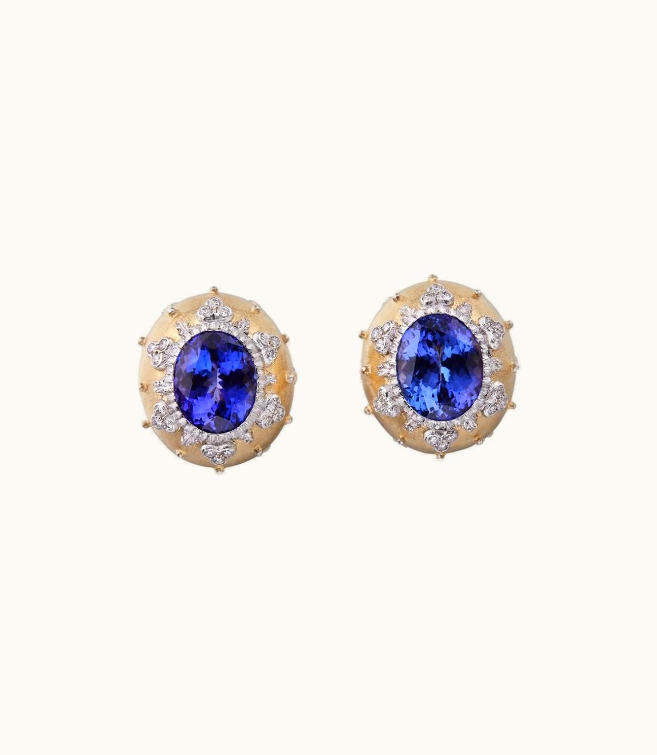 Buccellati Buccellati Macri Color Earrings Earrings In Yellow And White Gold Set With Tanzanite And Round Brilliant-Cut Diamonds