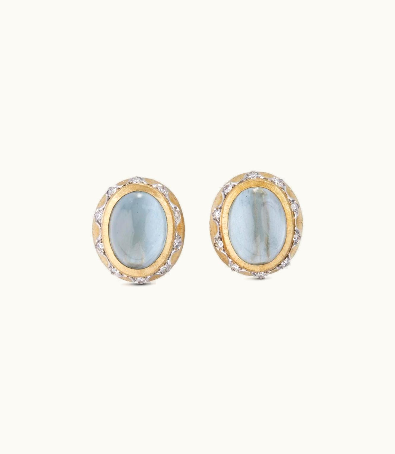 Buccellati Buccellati Macri Color Earrings Earrings In Yellow And White Gold Set With Aquamarine