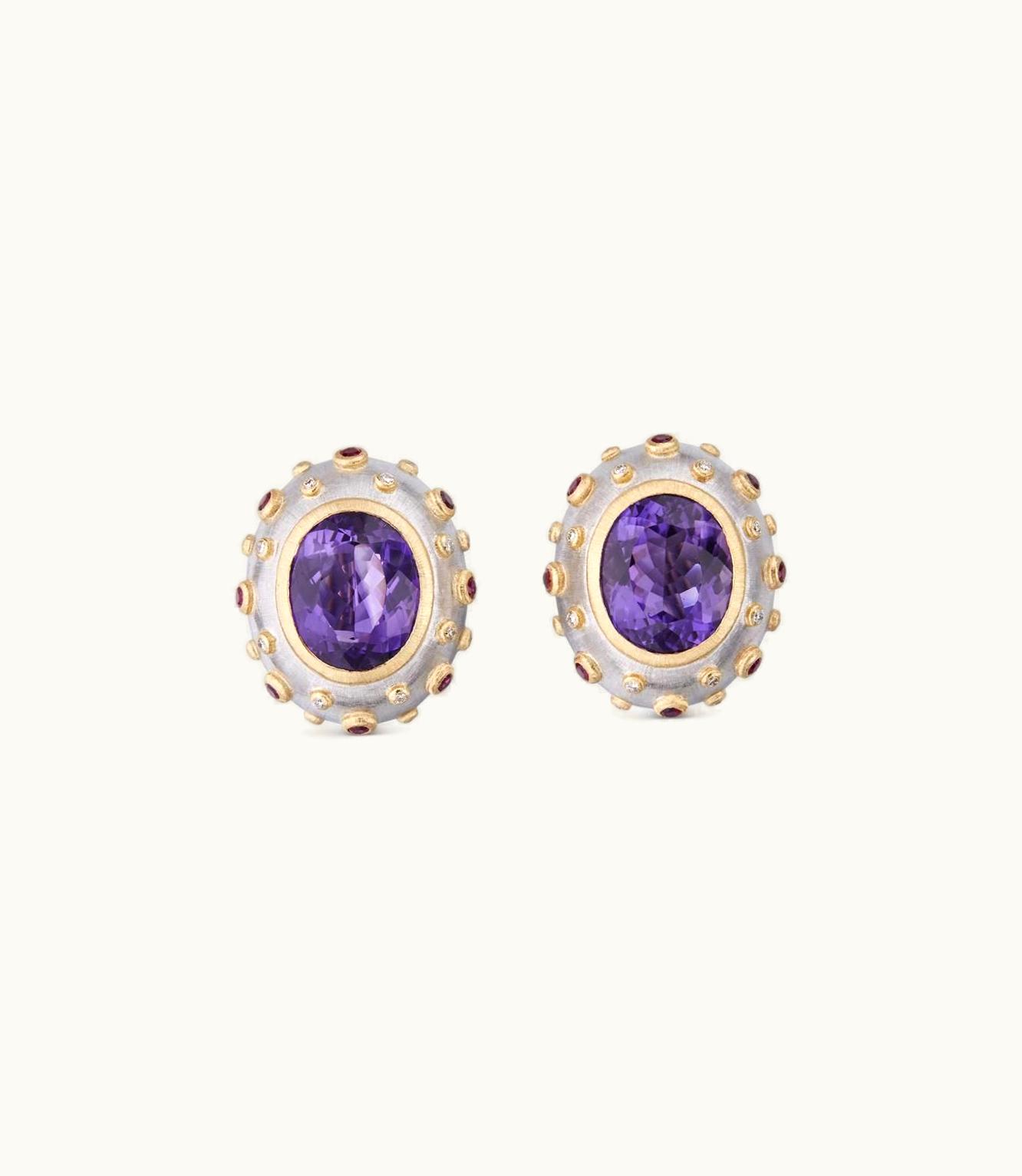 Buccellati Buccellati Macri Color Earrings Earrings In White And Yellow Gold Set With Ametyst JAUEAR021969