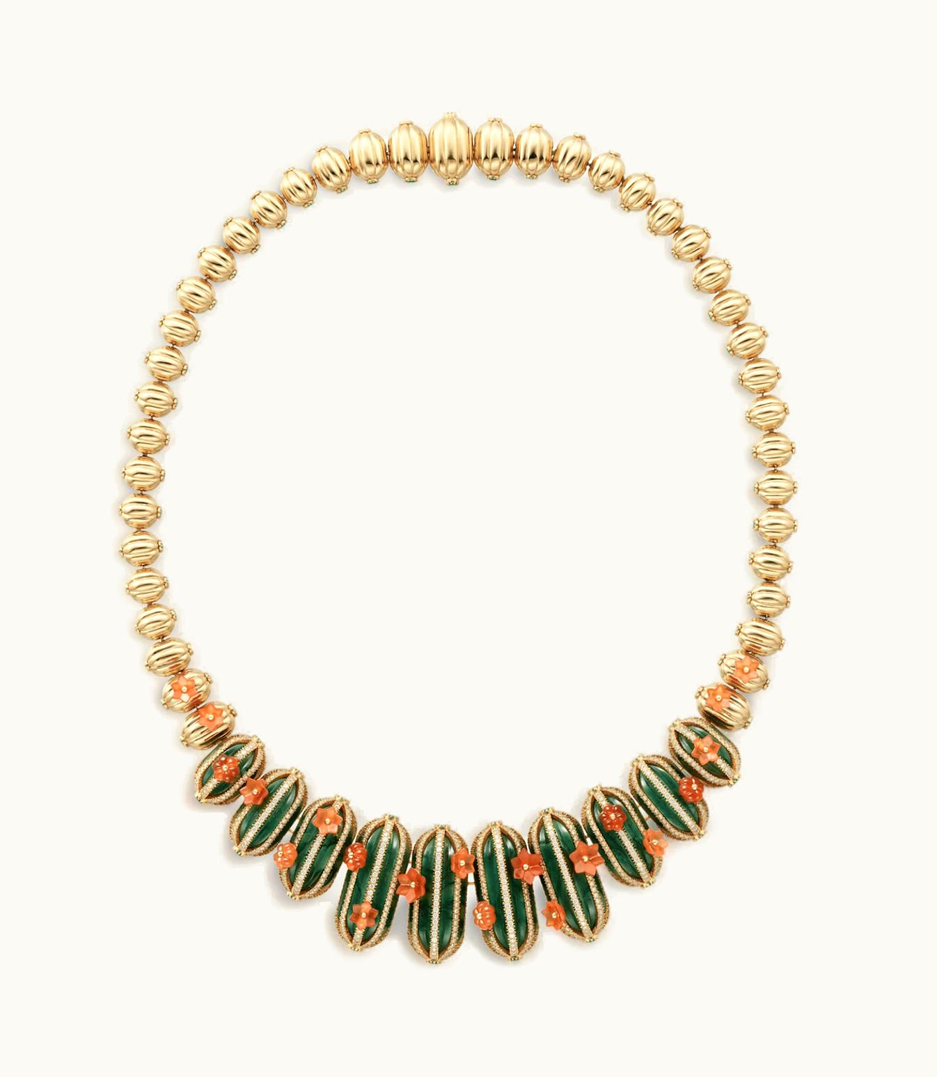 Cartier Cartier Cactus De Cartier Necklace, Yellow Gold, Aventurine, Set With 1079 Brilliant-Cut Diamonds