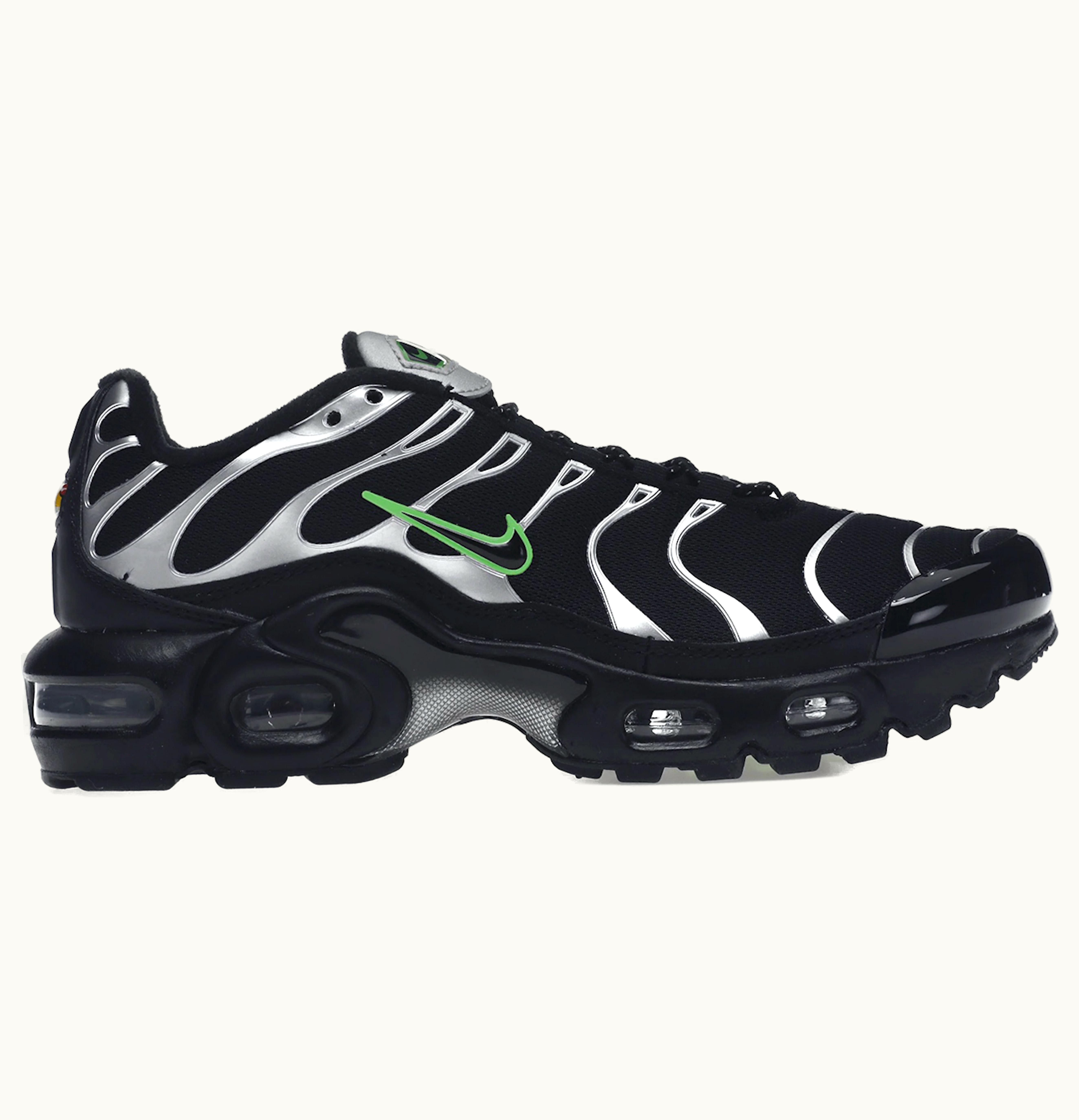 Nike Nike Air Max Plus Black Green Strike Metallic Silver GS