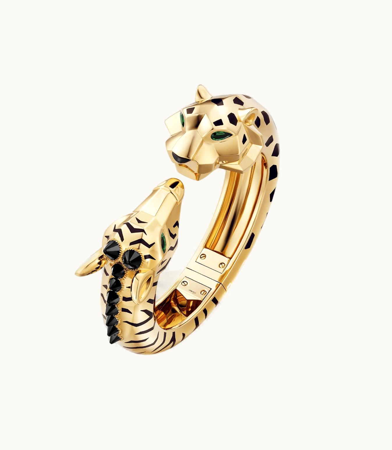 Cartier Cartier Indomptables De Cartier Tiger And Giraffe Bracelet, Yellow Gold, Black Lacquer