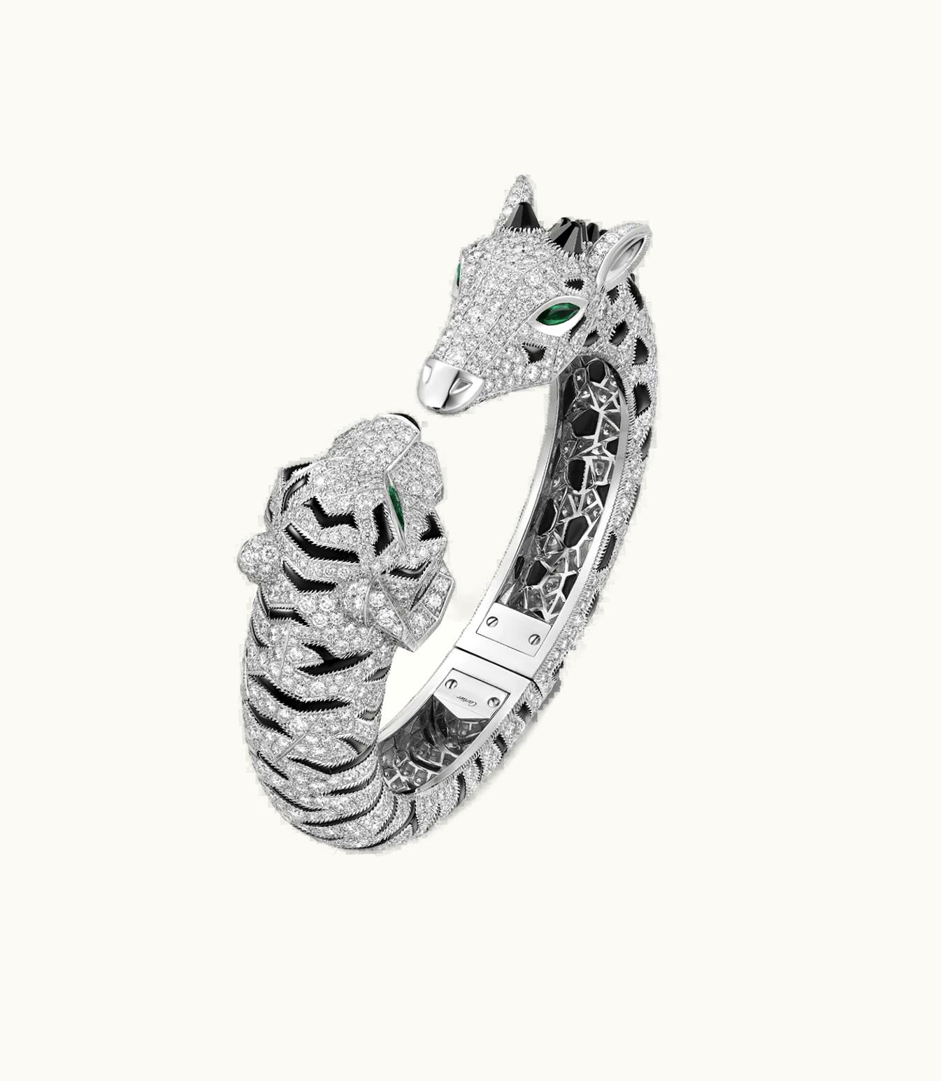 Cartier Cartier Indomptables De Cartier Tiger And Giraffe Bracelet, White Gold, Set With 1203 Brilliant-Cut Diamonds