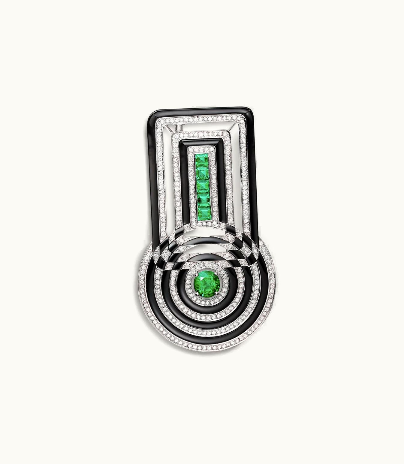 Cartier Cartier Brooch - White Gold, Onyx, Emeralds, 319 Brilliant-Cut Diamonds