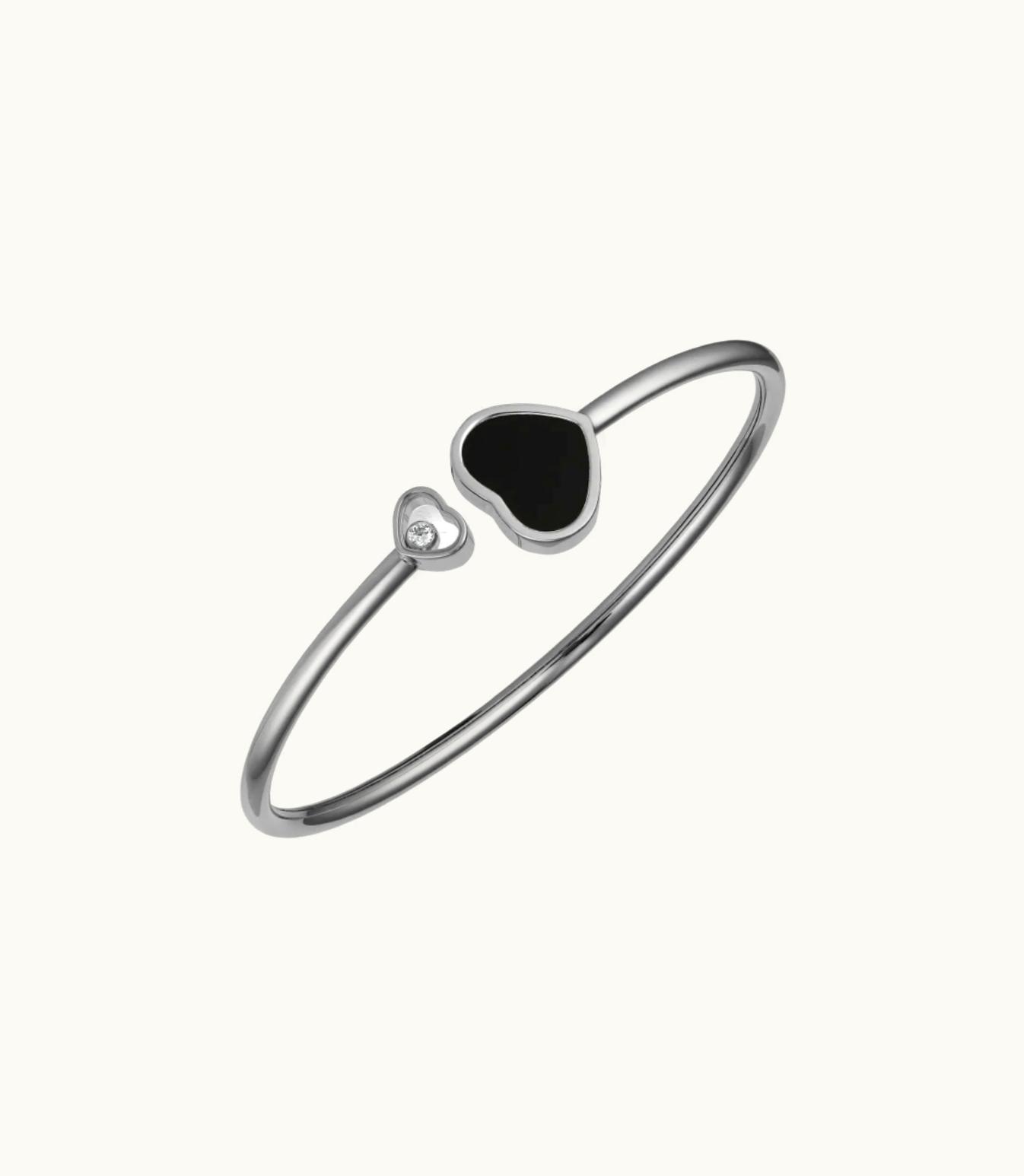 Chopard Chopard Happy Hearts Bangle, Ethical White Gold, Diamond, Onyx