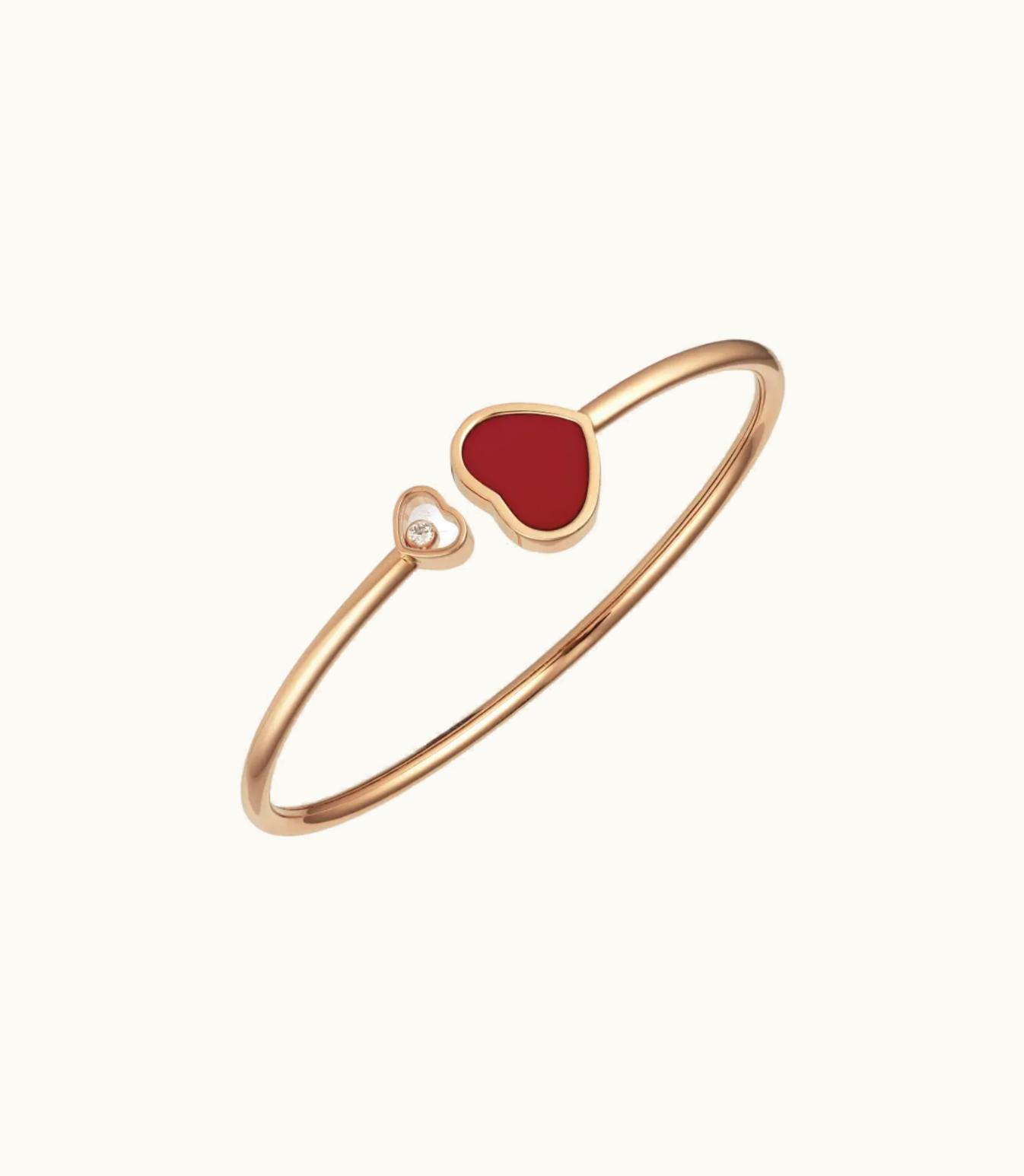 Chopard Chopard Happy Hearts Bangle, Ethical Rose Gold, Diamond, Red Stone