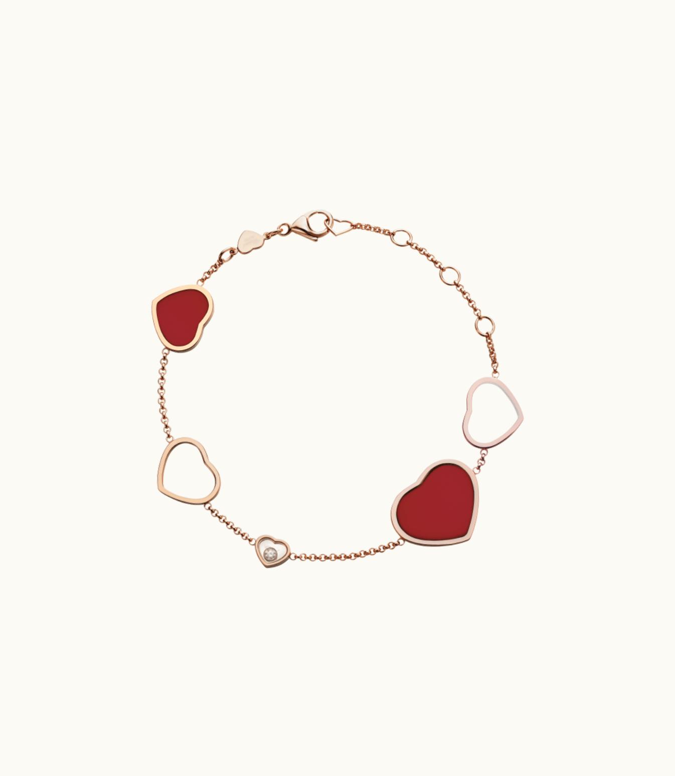 Chopard Chopard Happy Hearts Bracelet, Ethical Rose Gold, Diamond, Red Stone