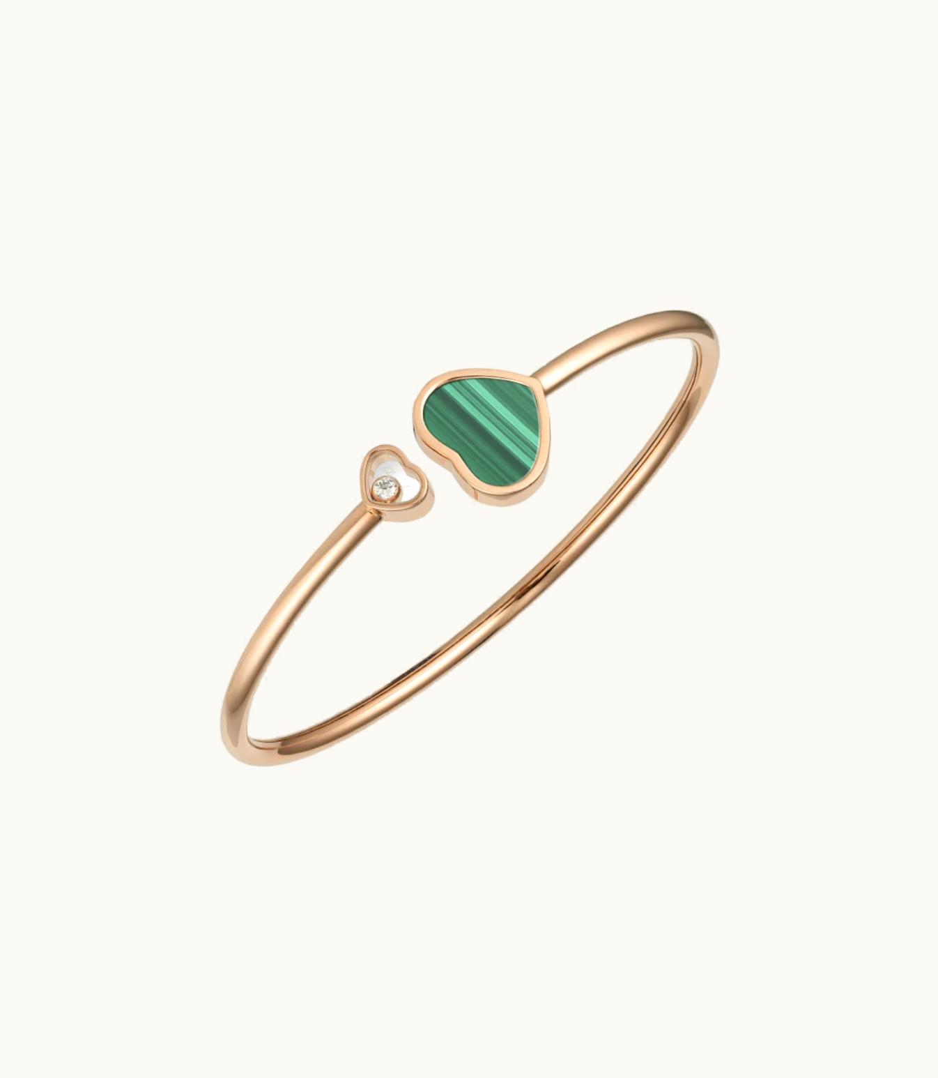 Chopard Chopard Happy Hearts Bangle, Ethical Rose Gold, Diamond, Malachite