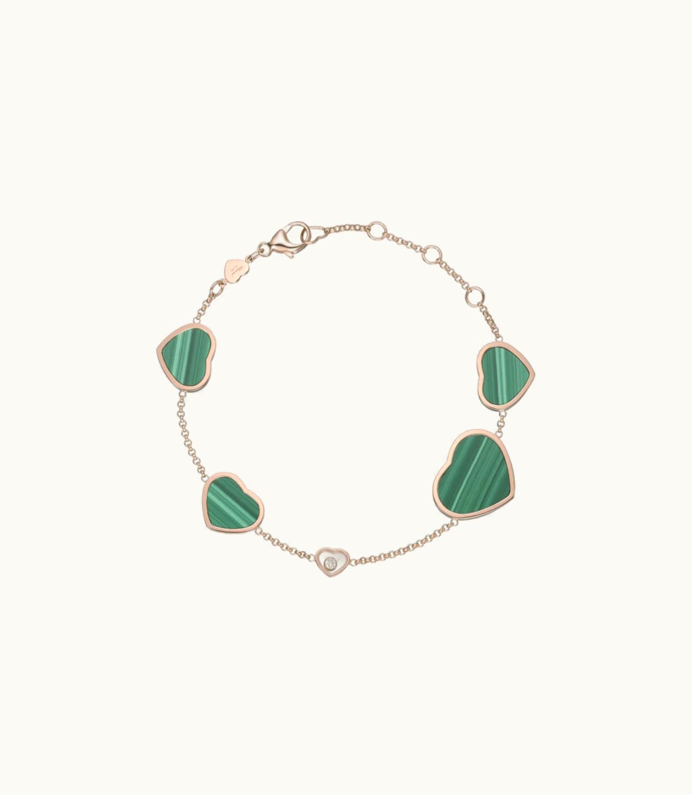 Chopard Chopard Happy Hearts Bracelet, Ethical Rose Gold, Diamond, Malachite
