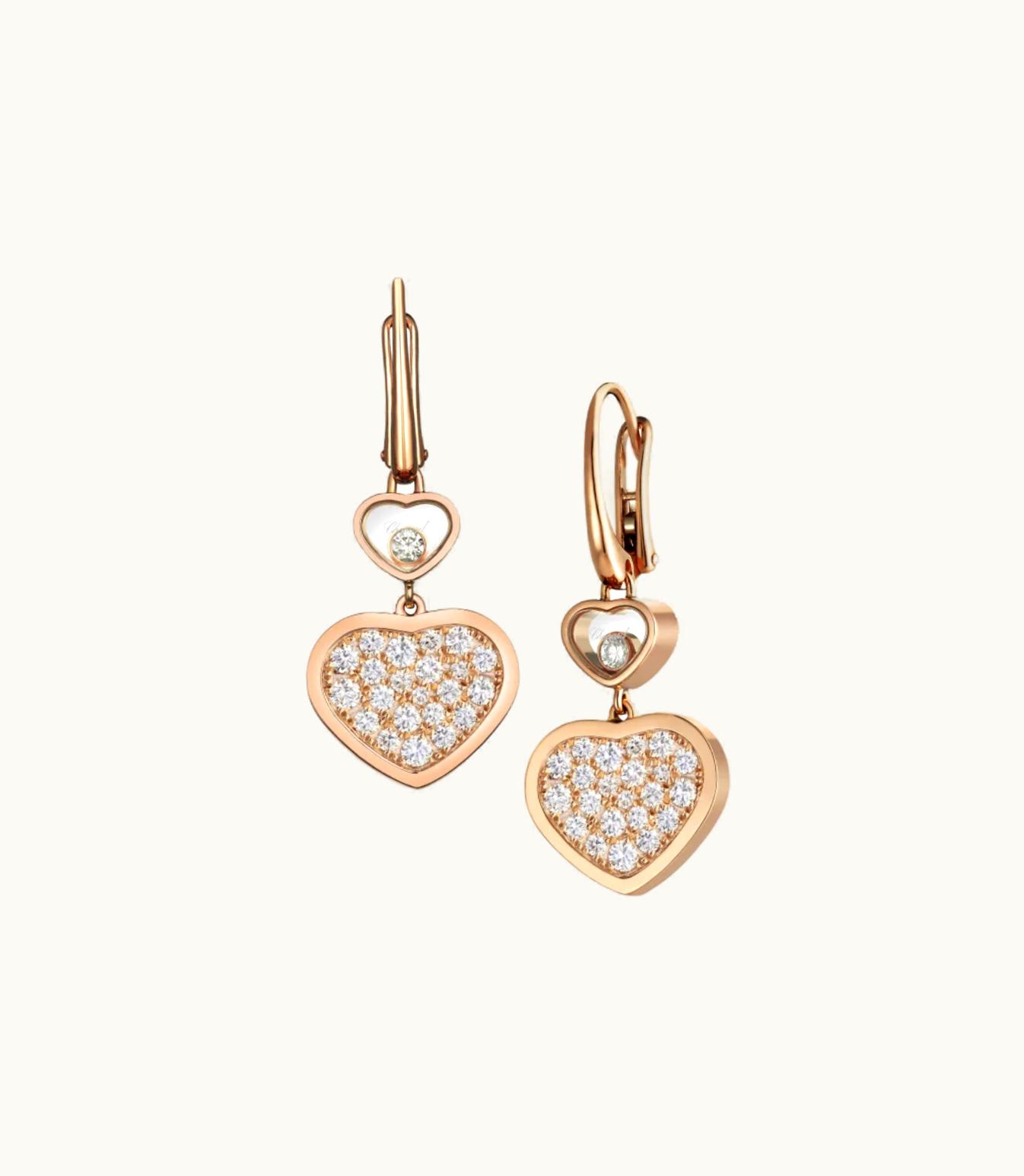 Chopard Chopard Happy Hearts Earrings, Ethical Rose Gold, Diamonds