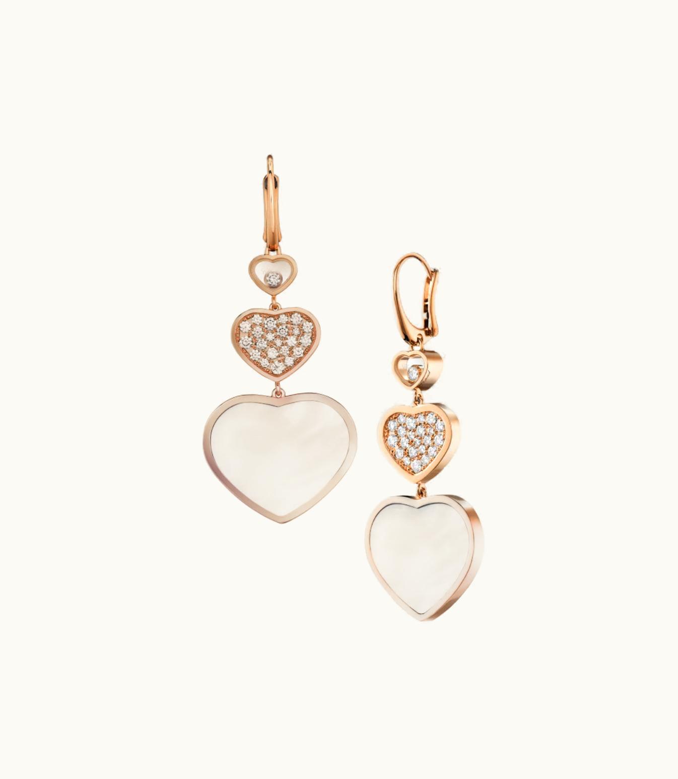 Chopard Chopard Happy Hearts Earrings, Ethical Rose Gold, Diamonds, Mother-Of-Pearl 837482-5316
