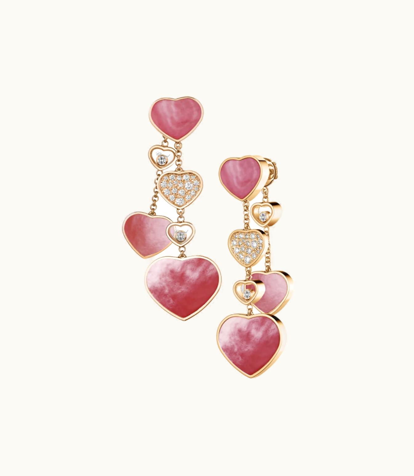 Chopard Chopard Happy Hearts Naked Heart Foundation Earrings, Ethical Rose Gold, Diamonds, Pink Mother-Of-Pearl