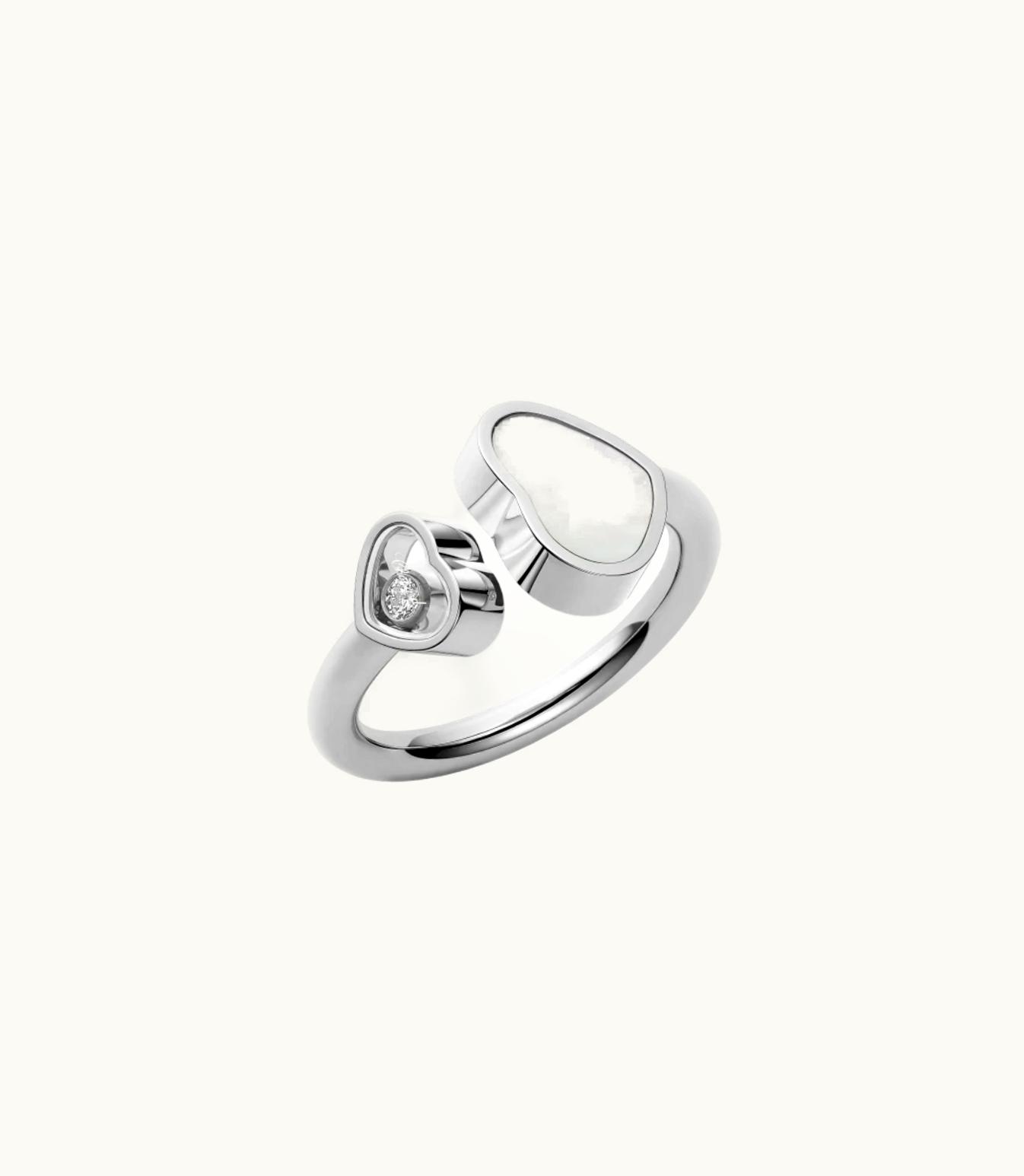Chopard Chopard Happy Hearts Ring, Ethical White Gold, Diamond, Mother-Of-Pearl