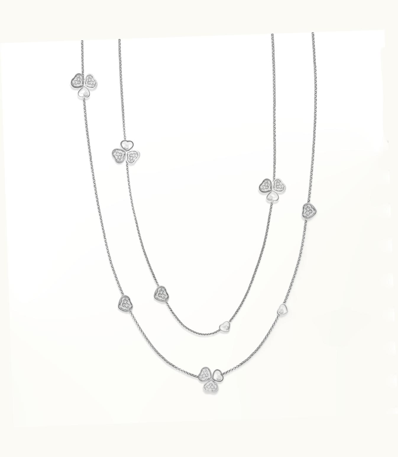 Chopard Chopard Happy Hearts Wings Sautoir Necklace, Ethical White Gold, Diamonds