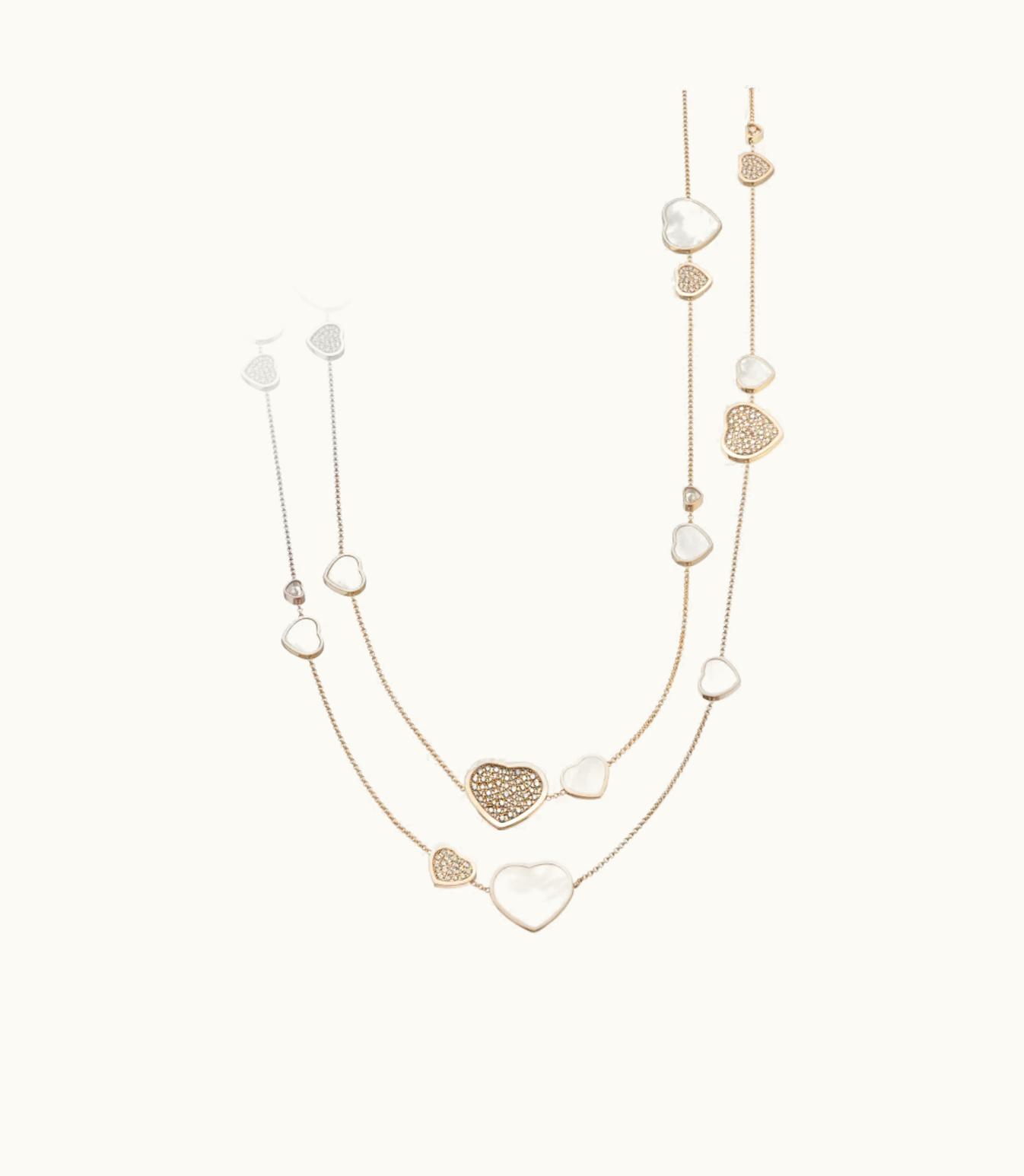 Chopard Chopard Happy Hearts Sautoir Necklace, Ethical Rose Gold, Diamonds, Mother-Of-Pearl 817482-5306