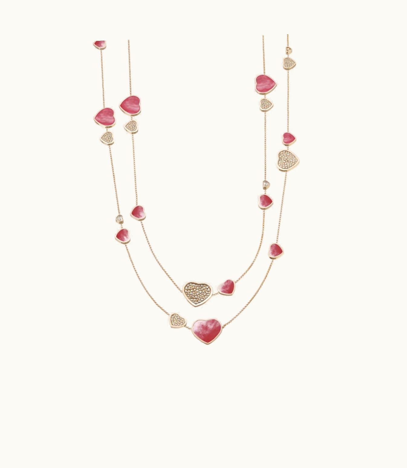 Chopard Chopard Happy Hearts Naked Heart Foundation Sautoir Necklace, Ethical Rose Gold, Diamonds, Pink Mother-Of-Pearl