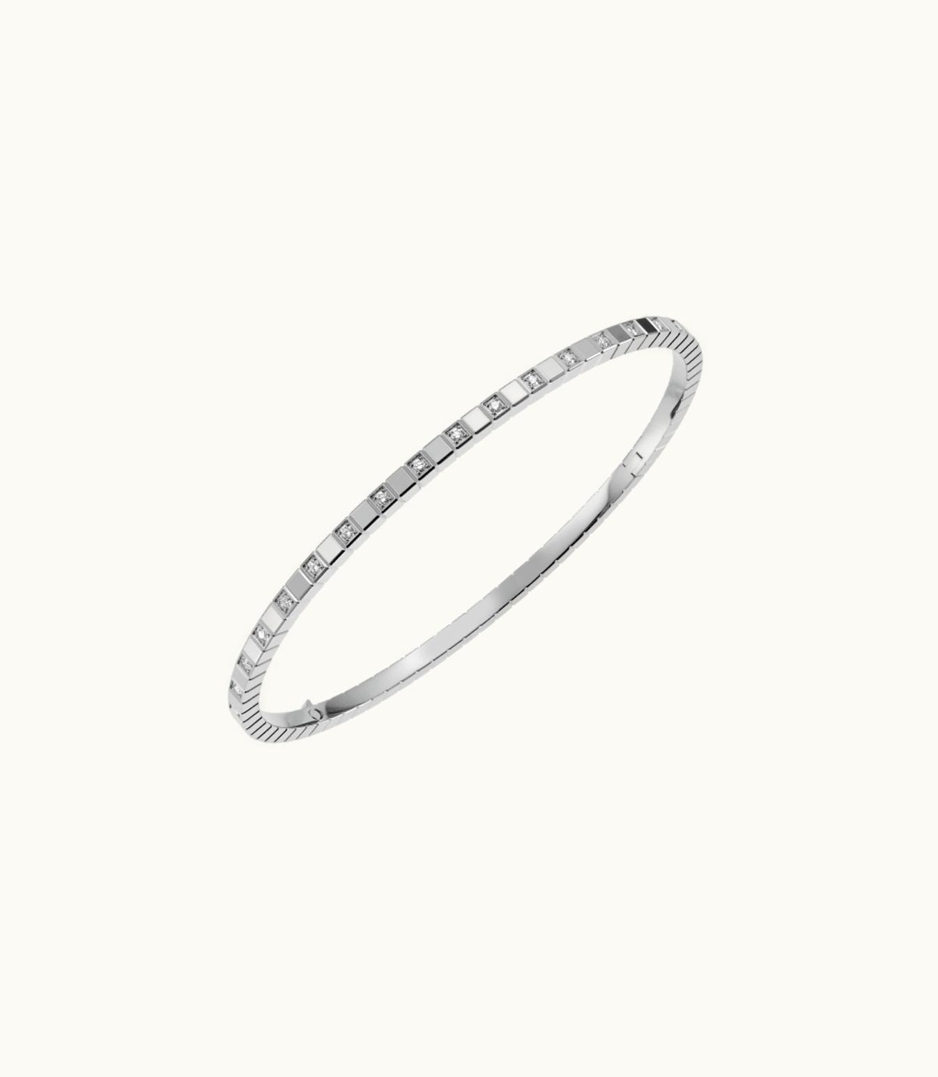 Chopard Chopard Ice Cube Bangle, Ethical White Gold, Half-Set Diamonds @857702-1009