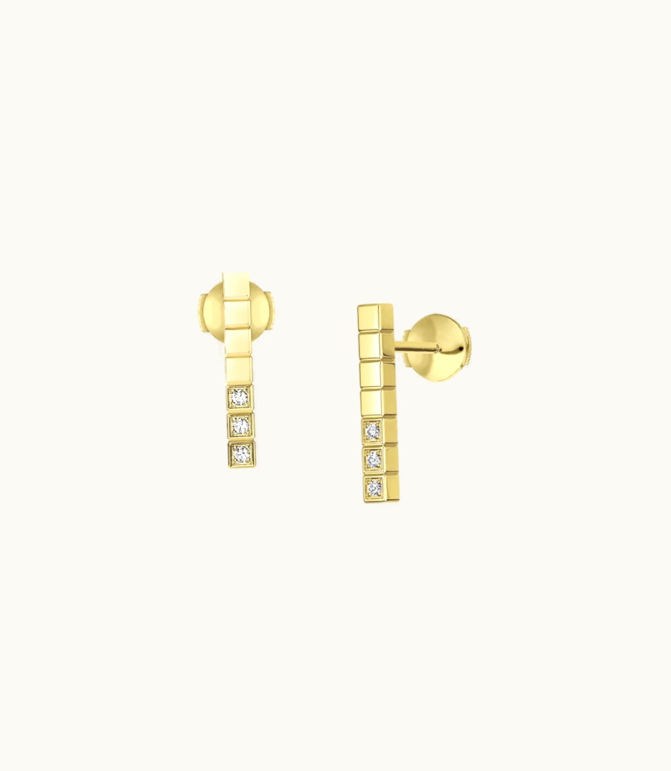Chopard Chopard Ice Cube Earrings, Ethical Yellow Gold, Half-Set Diamonds