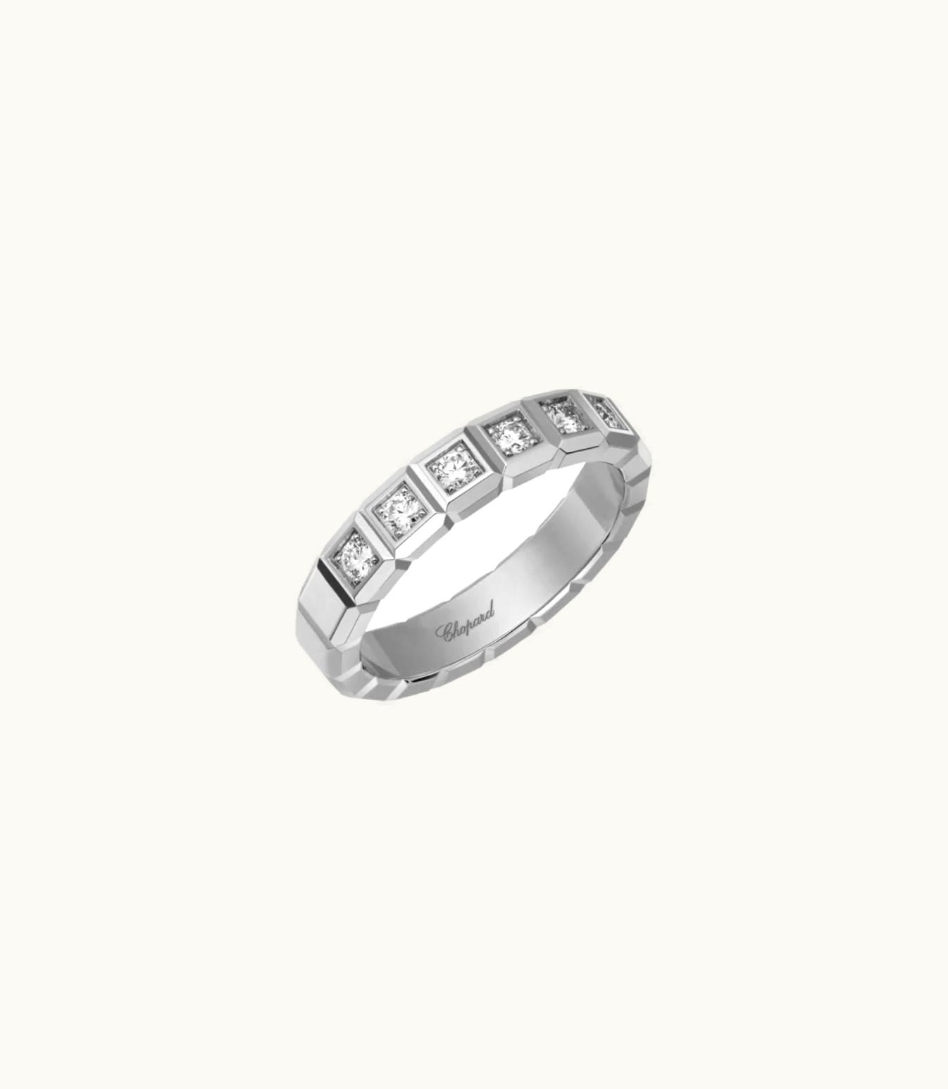 Chopard Chopard Ice Cube Ring, Ethical White Gold, Half-Set Diamonds @829834-1039