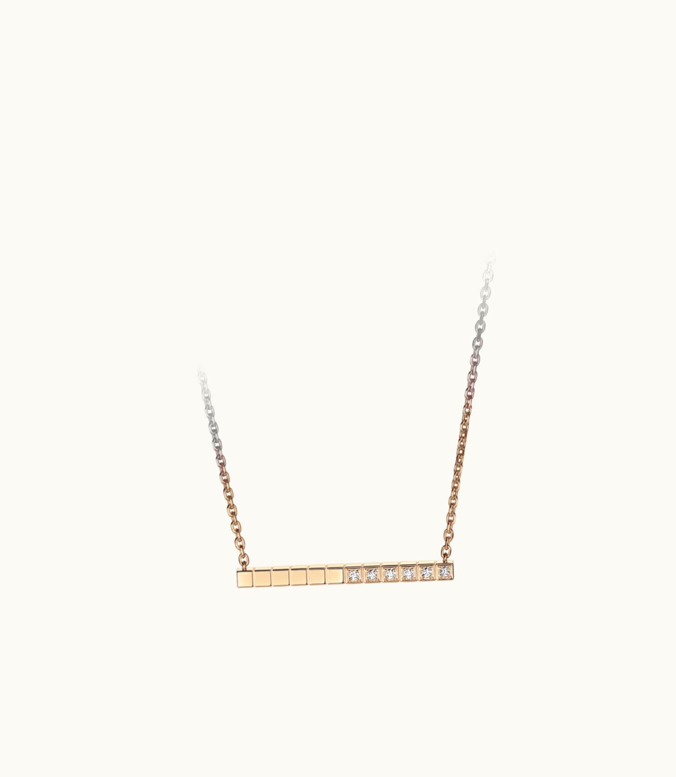 Chopard Chopard Ice Cube Necklace, Ethical Rose Gold, Half-Set Diamonds