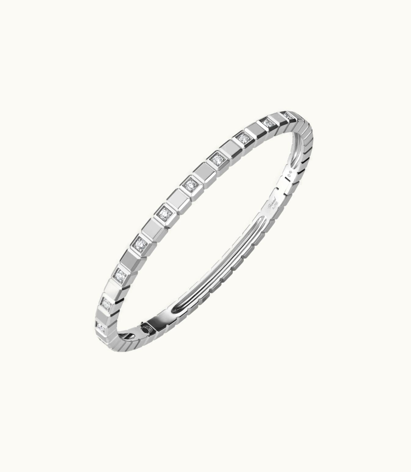 Chopard Chopard Ice Cube Bangle, Ethical White Gold, Half-Set Diamonds @858350-1004