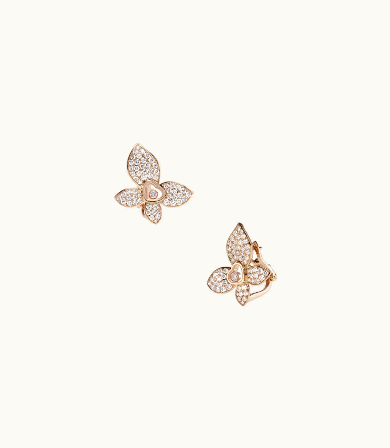 Chopard Chopard Happy Butterfly X Mariah Carey Earrings, Ethical Rose Gold, Diamonds