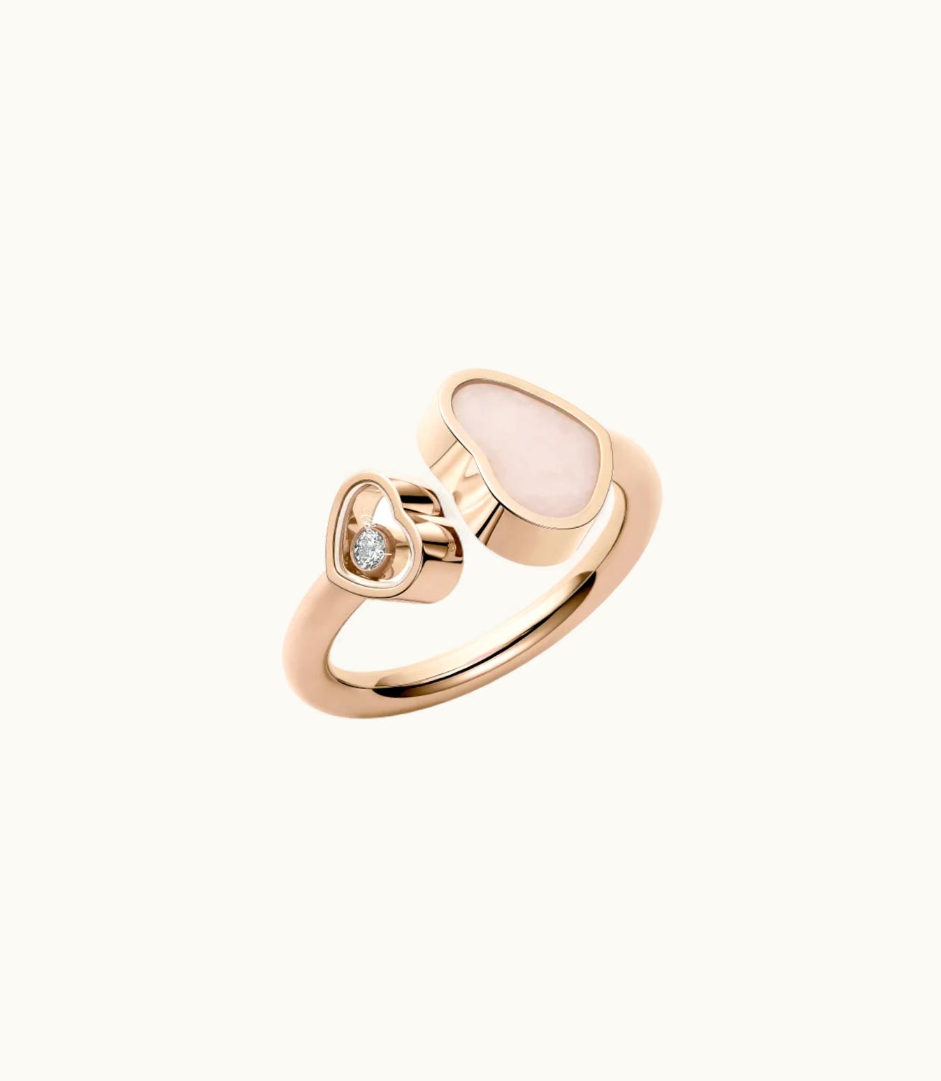 Chopard Chopard Happy Hearts Rings, Ethical Rose Gold, Diamond, Pink Opal