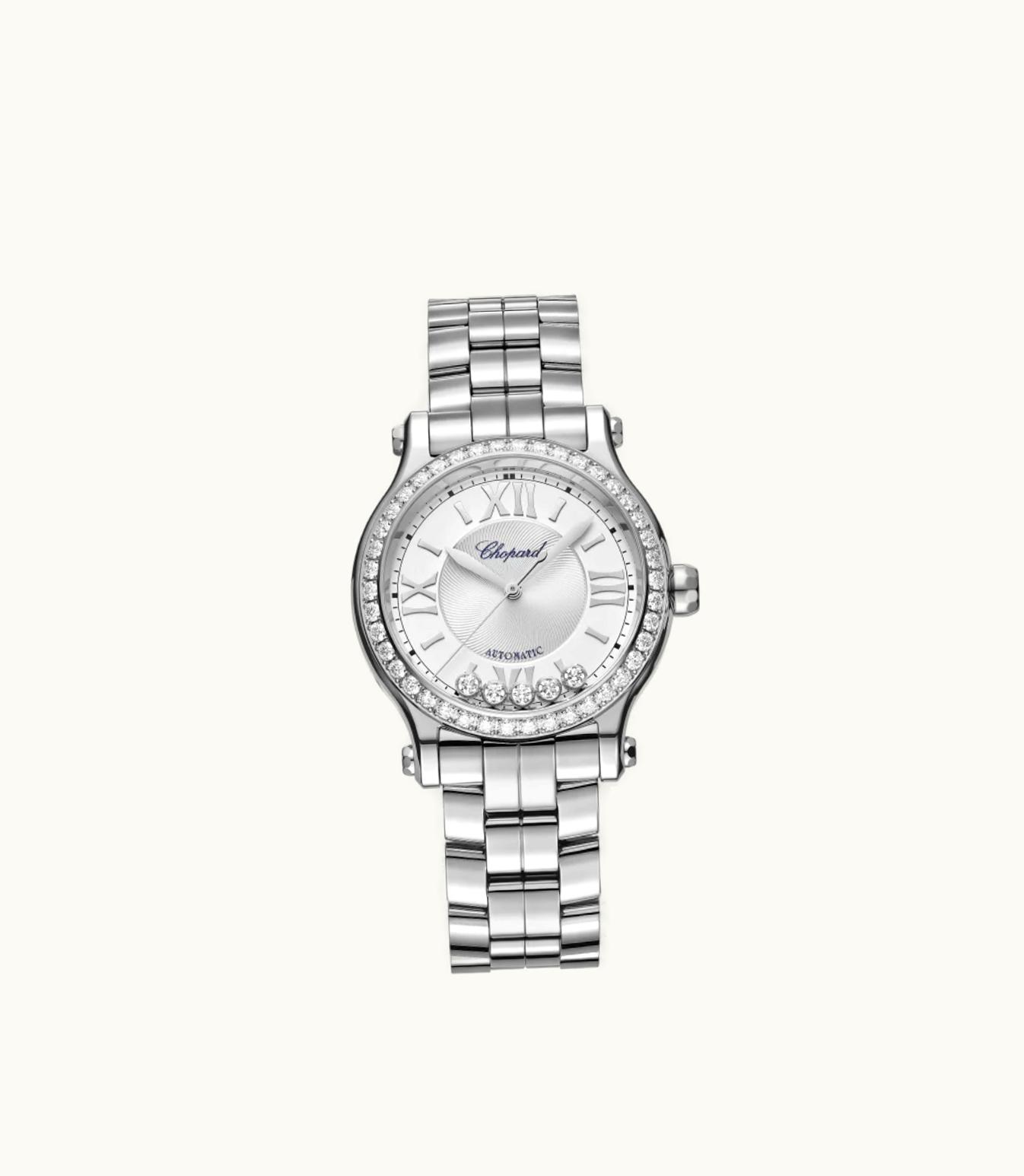 Chopard Chopard Happy Sport 33 Mm, Automatic, Stainless Steel, Diamonds 278608-3004