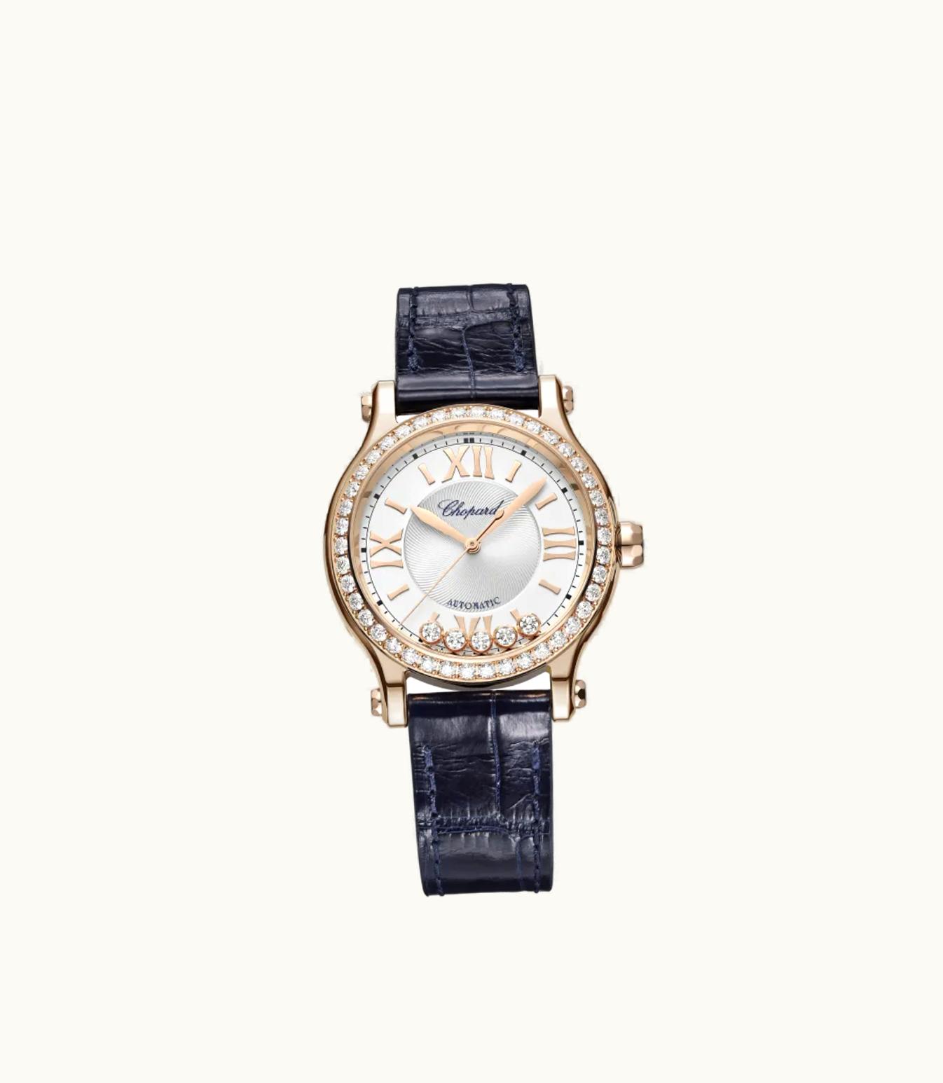 Chopard Chopard Happy Sport 33 Mm, Automatic, Ethical Rose Gold, Diamonds 275378-5003