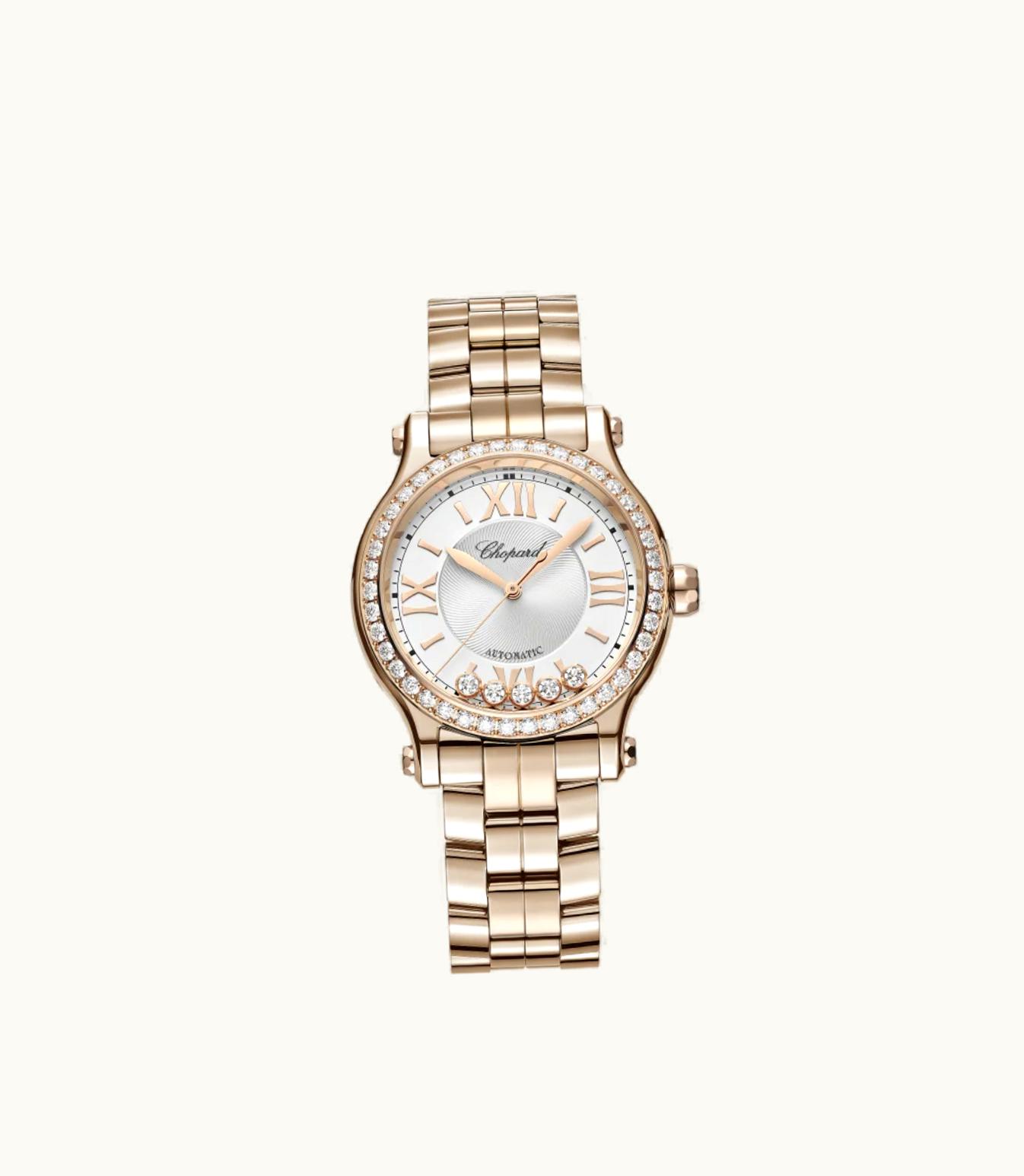 Chopard Chopard Happy Sport 33 Mm, Automatic, Ethical Rose Gold, Diamonds 275378-5004