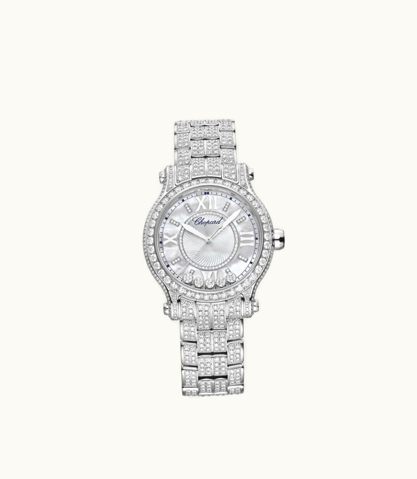 Chopard Chopard Happy Sport 33 Mm, Automatic, Ethical White Gold, Diamonds