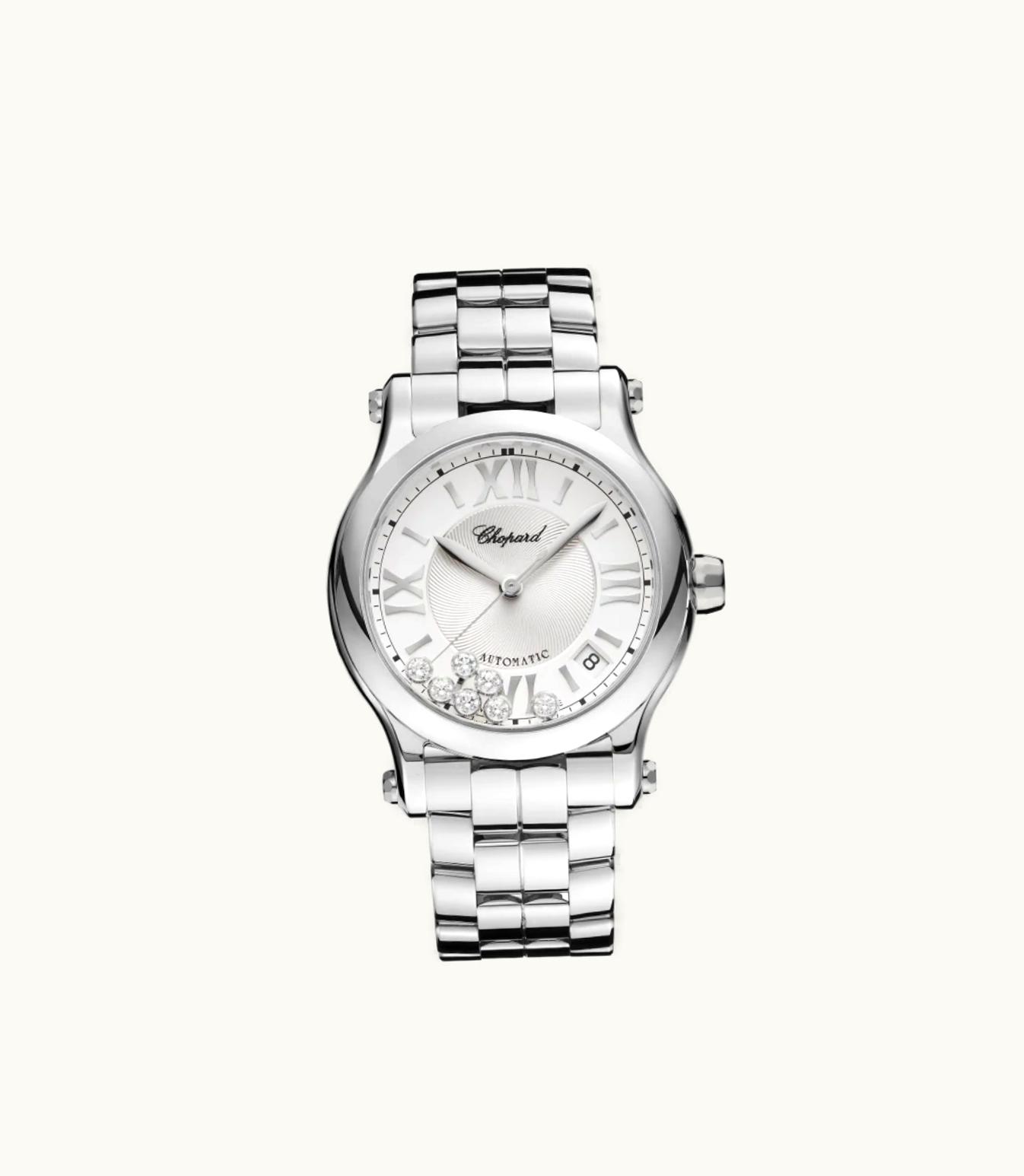 Chopard Chopard Happy Sport 36 Mm, Automatic, Stainless Steel, Diamonds 278559-3002