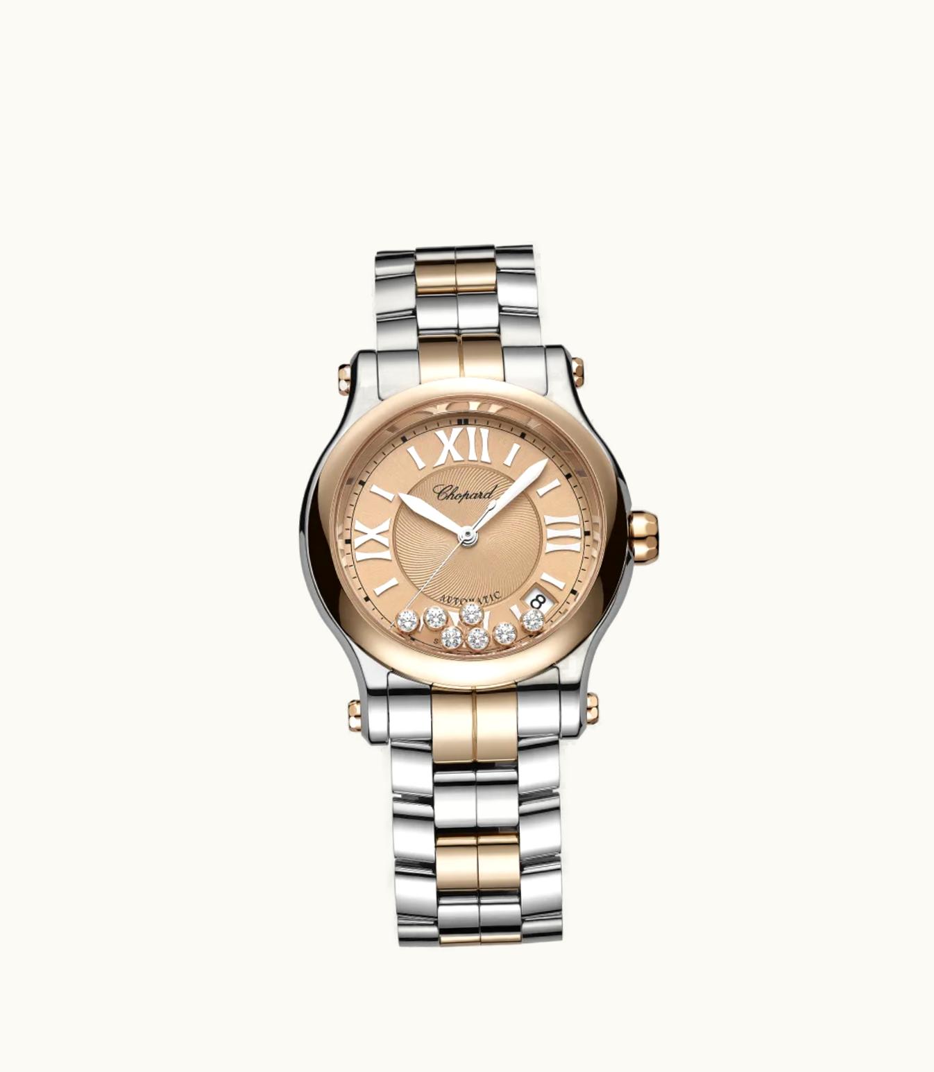 Chopard Chopard Happy Sport 36 Mm, Automatic, Ethical Rose Gold, Stainless Steel, Diamonds 278559-6019