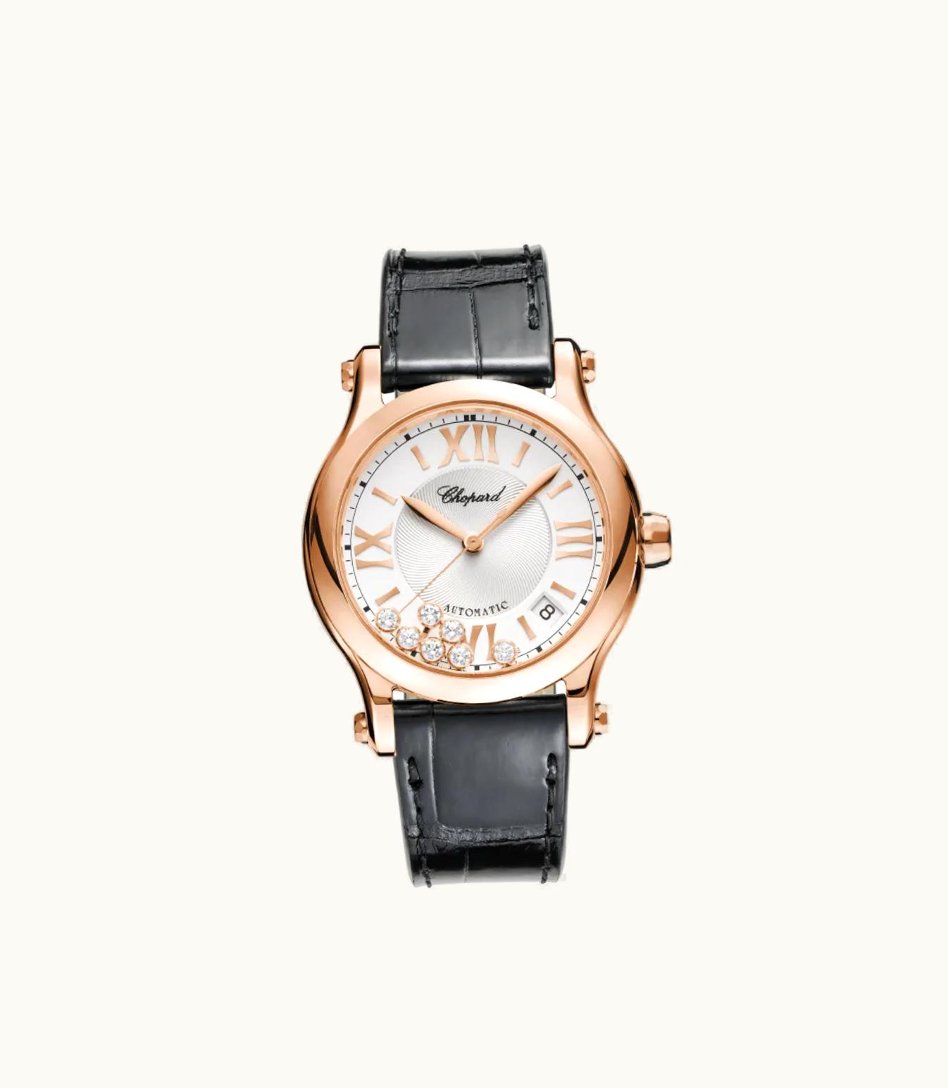 Chopard Chopard Happy Sport 36 Mm, Automatic, Ethical Rose Gold, Diamonds 274808-5001