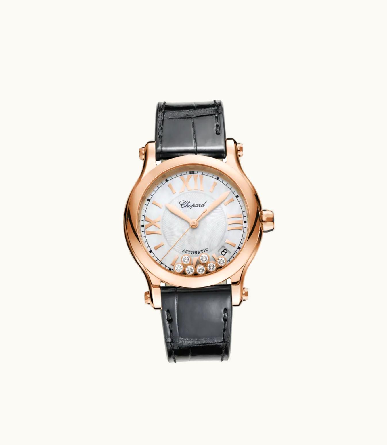 Chopard Chopard Happy Sport 36 Mm, Automatic, Ethical Rose Gold, Diamonds 274808-5008