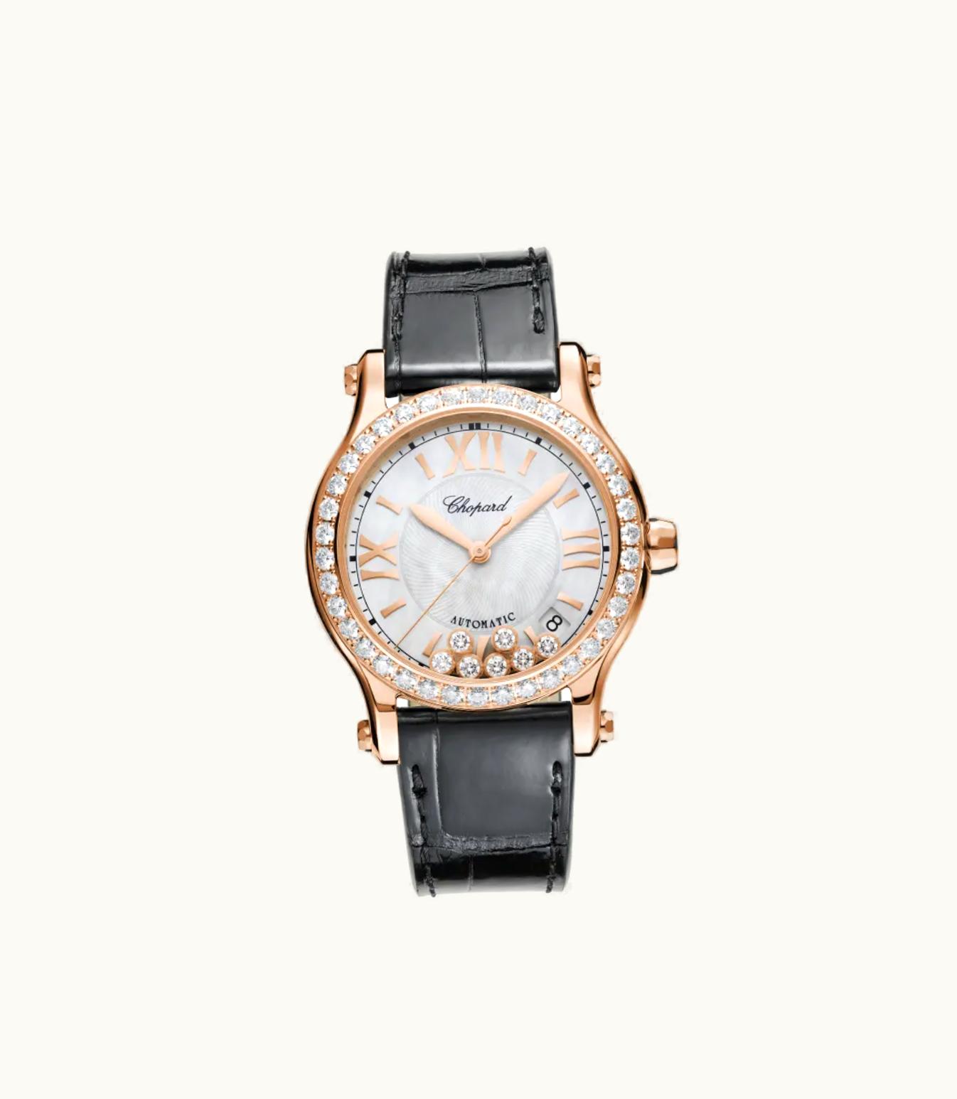 Chopard Chopard Happy Sport 36 Mm, Automatic, Ethical Rose Gold, Diamonds 274808-5006