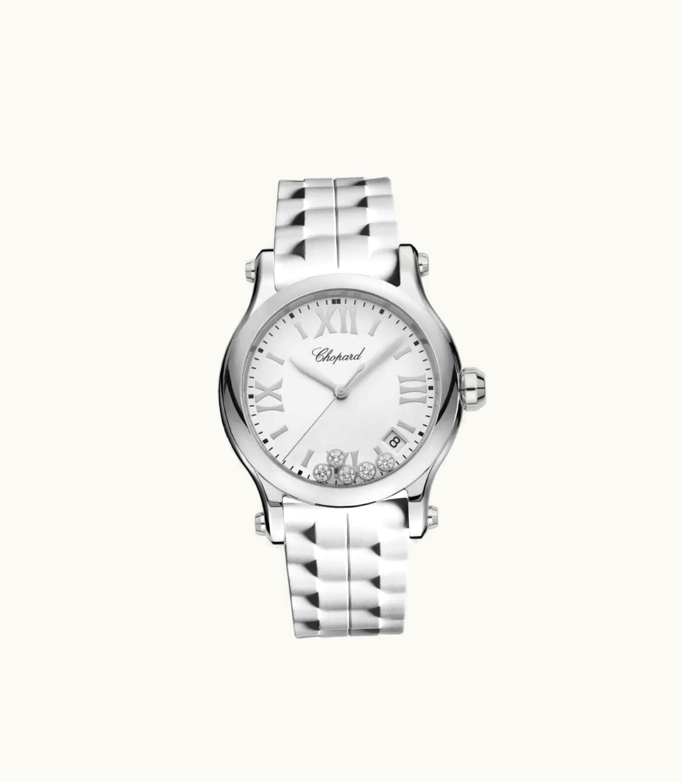 Chopard Chopard Happy Sport 36 Mm, Quartz, Stainless Steel, Diamonds 278582-3001