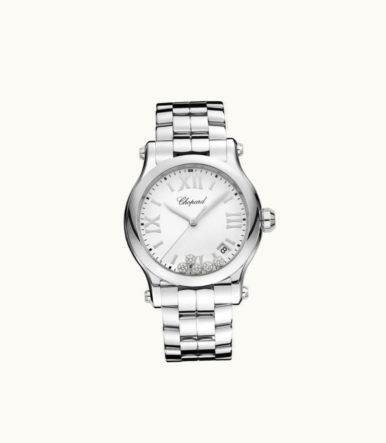 Chopard Chopard Happy Sport 36 Mm, Quartz, Stainless Steel, Diamonds 278582-3002