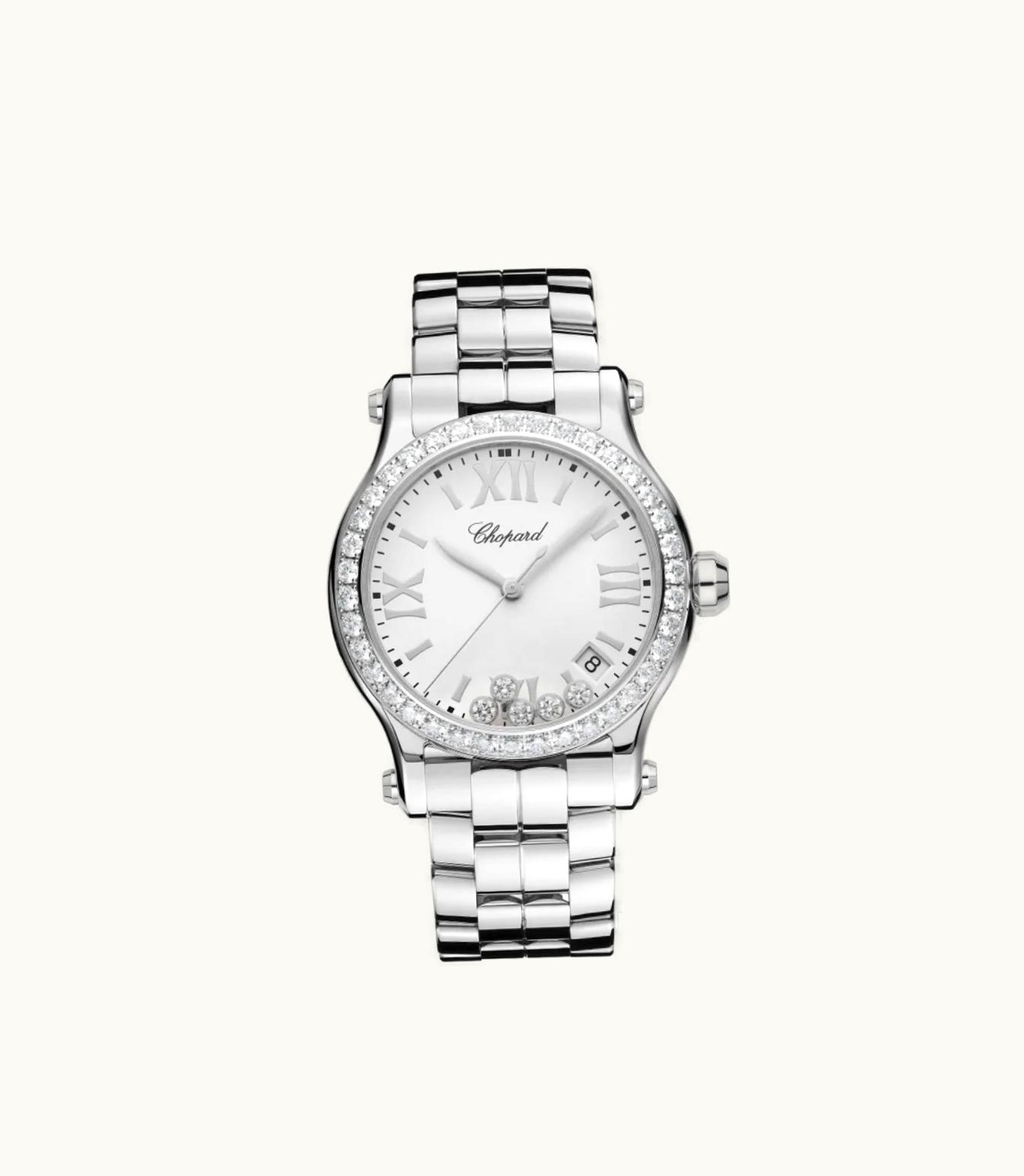 Chopard Chopard Happy Sport 36 Mm, Quartz, Stainless Steel, Diamonds 278582-3004